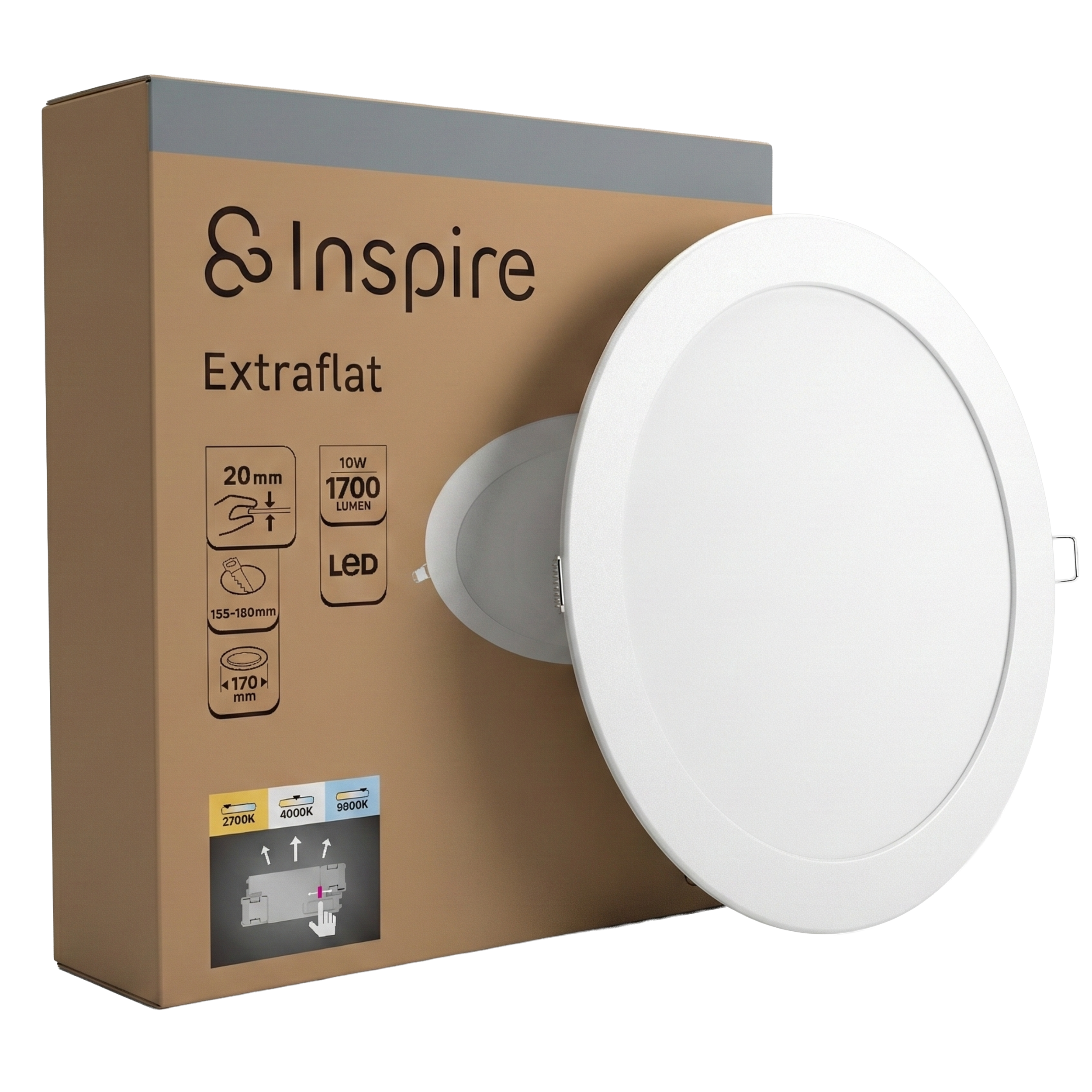 Oprawa natynkowa Extraflat LED 1700 lm 10W barwa od ciepłej do zimnej 17 cm biała IP20 Inspire