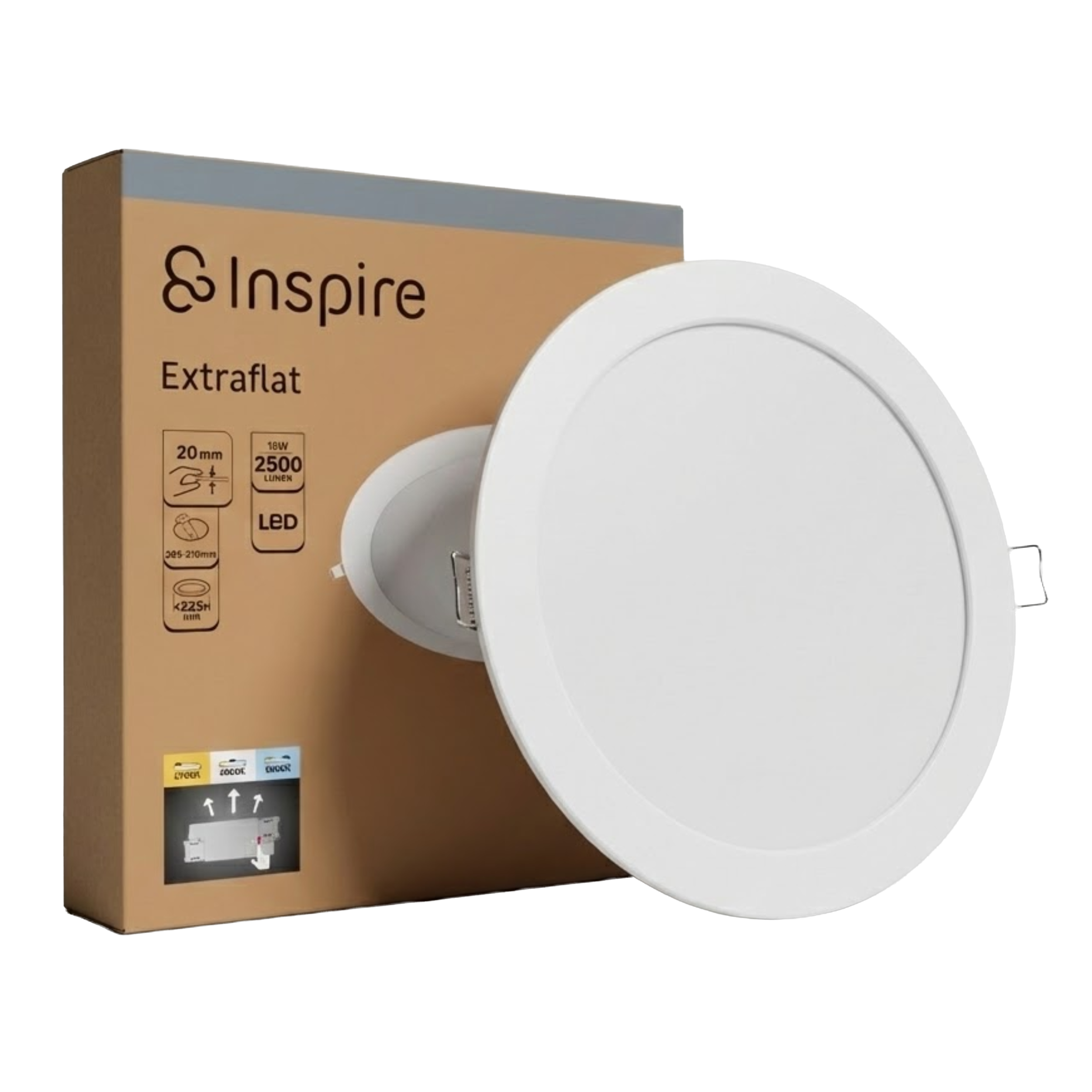Oprawa wpuszczana oczko Extraflat LED 2500 lm 15W barwa od ciepłej do zimnej 22.5 cm biała IP20 Inspire