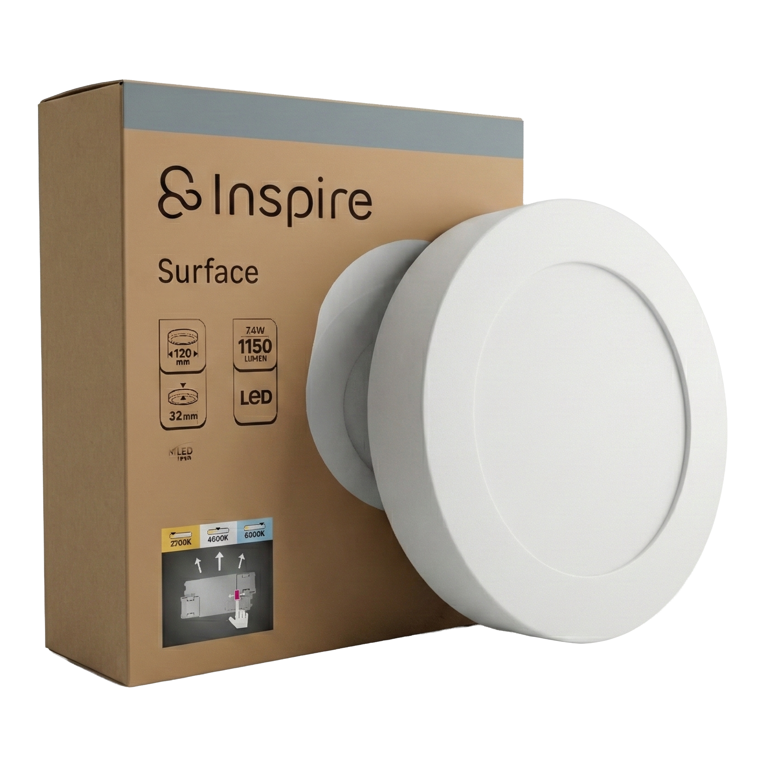 Oprawa natynkowa Surface LED 1150 lm 7.4W barwa od ciepłej do zimnej 12 cm biała IP20 Inspire