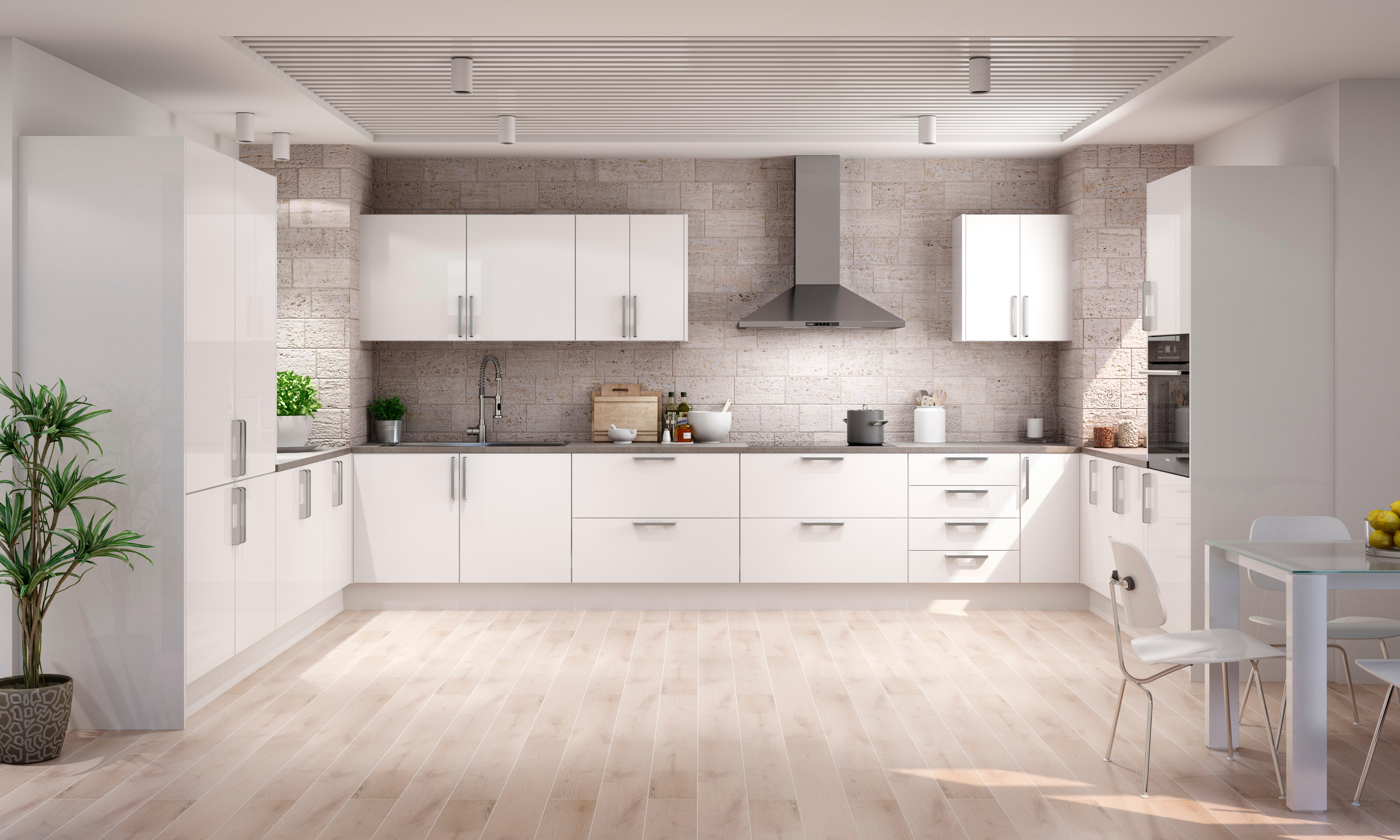 KIT 2 PUERTAS PARA MUEBLE DE COCINA SEVILLA BLANCO BRILLO PET 80X30/80X28CM - 2