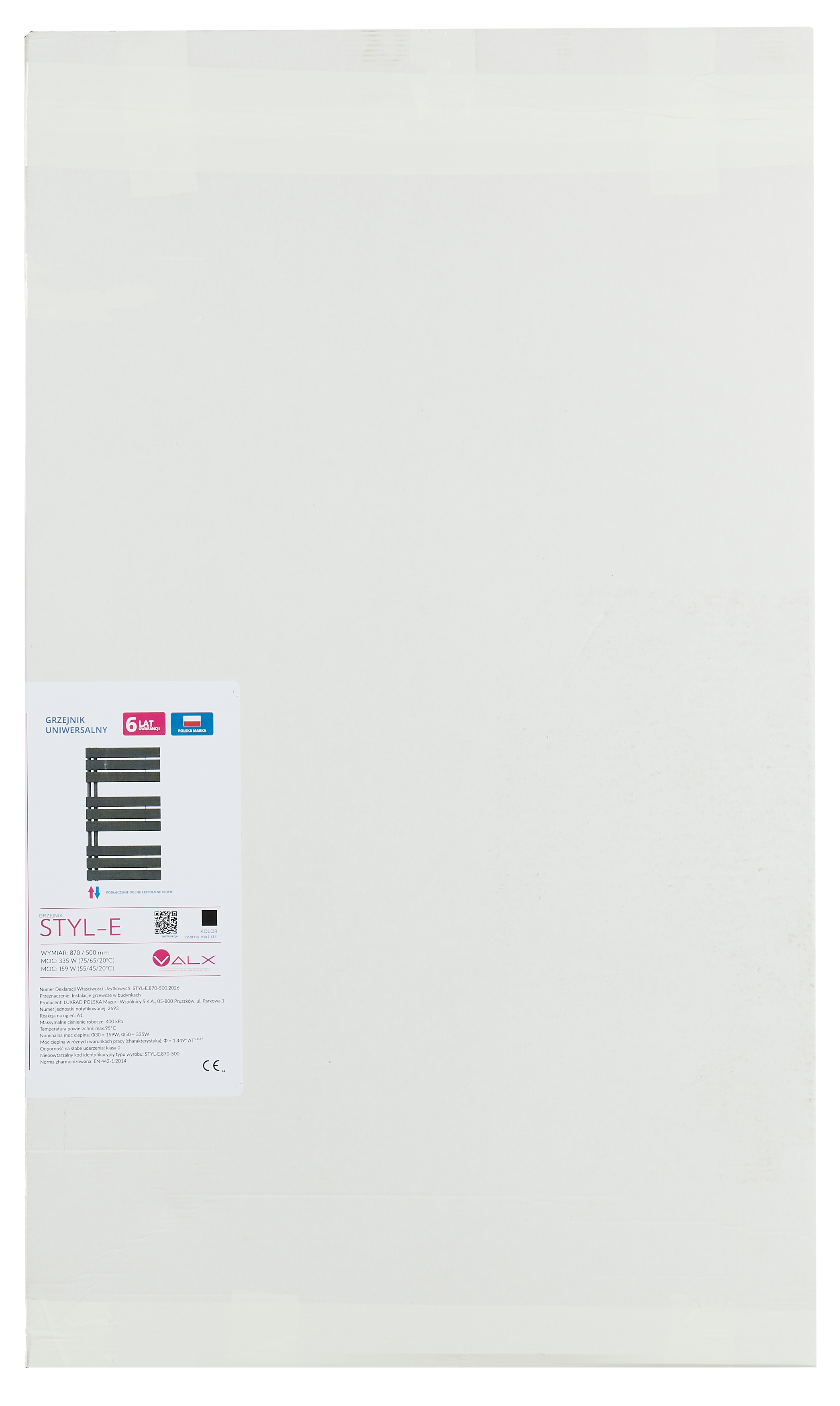 Grzejnik łazienkowy STYL-E 870X500 czarny mat STR. 50 x 87 cm Luxrad - 4