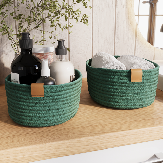 Lot de 2 paniers magda vert l.20 x P.27 x H.11.5 cm SENSEA