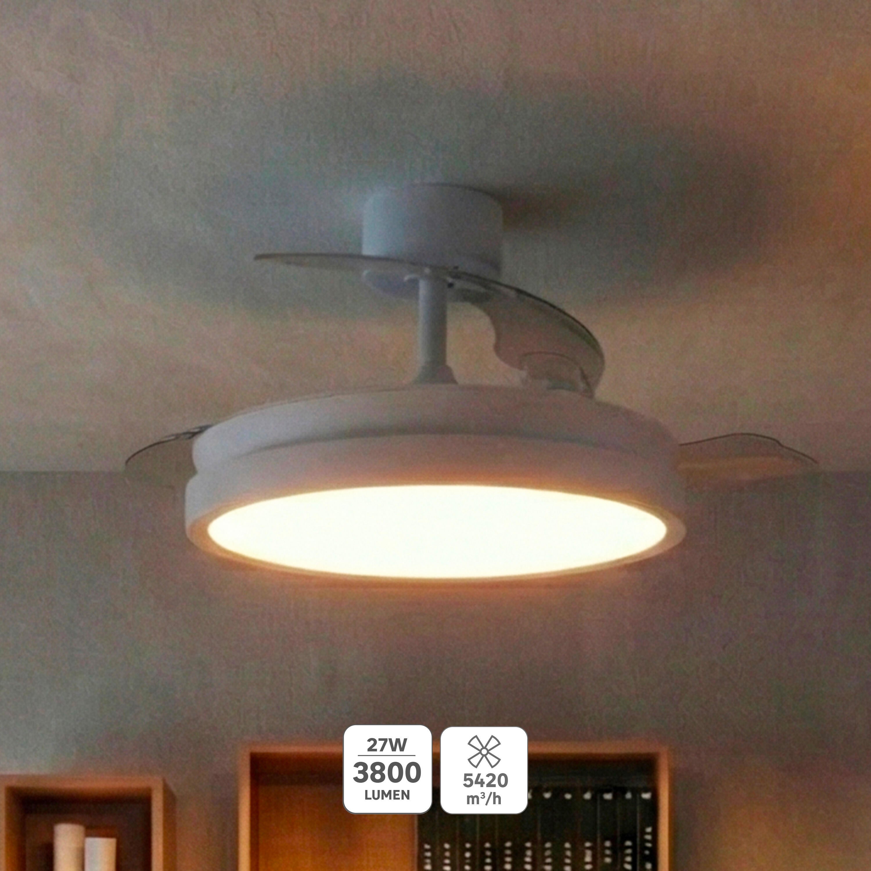 Ventilateur de plafond LED silencieux, Ipora M, 106 cm, blanc - 2
