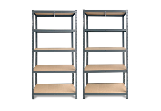 Pack 2 estantes metálicas  cinza 5 prateleiras 180x90x40 cm
