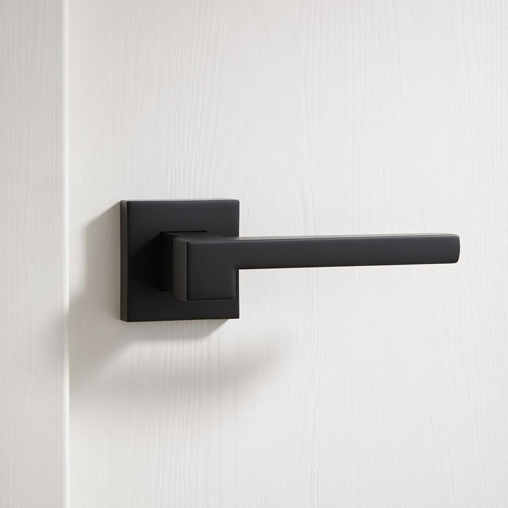 Juego de manilla con roseta cuadrada INSPIRE serie Manuela en aluminio negro - 4