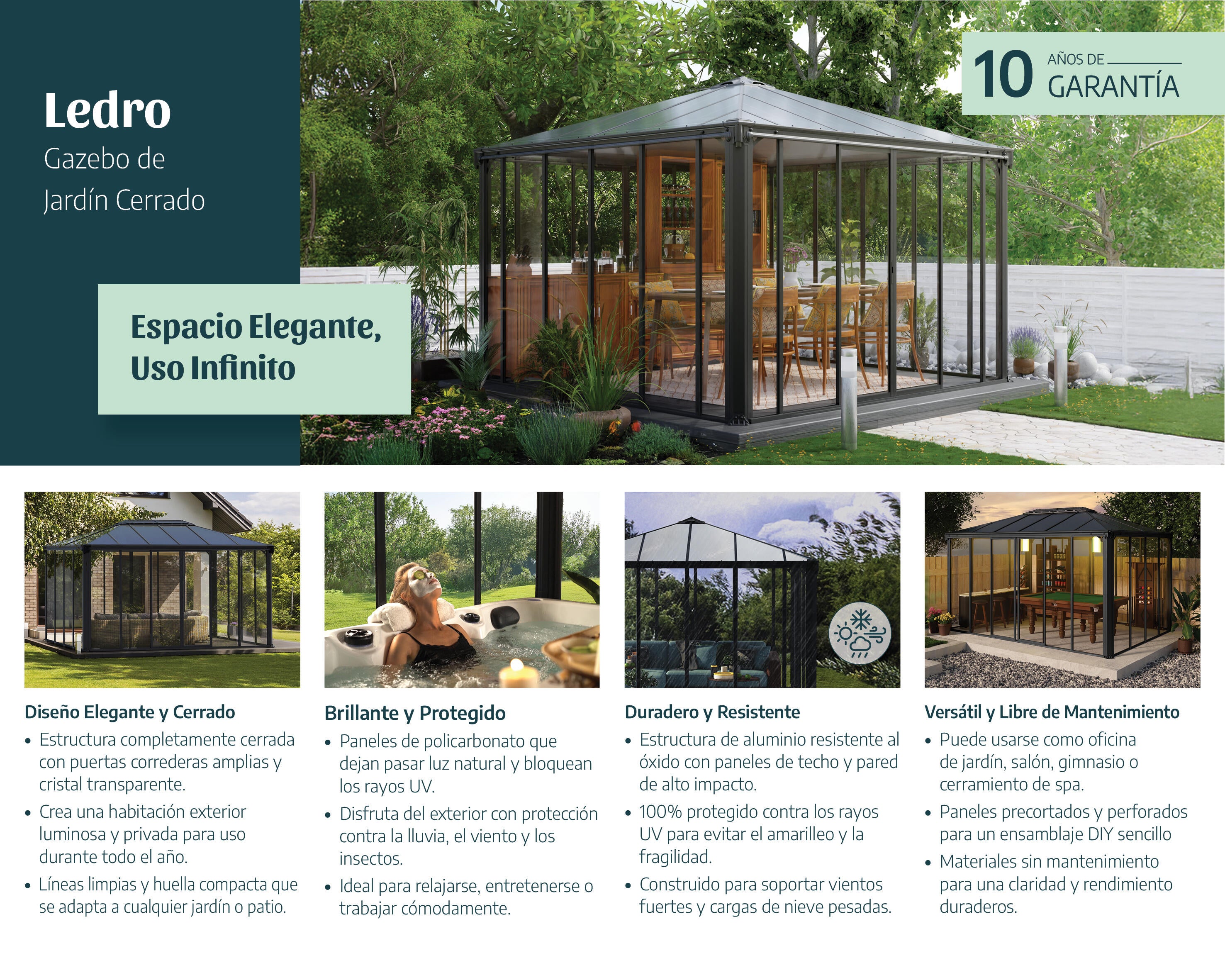 Cenador de aluminio CANOPIA BY PALRAM de 295 x 295 cm gris - 22