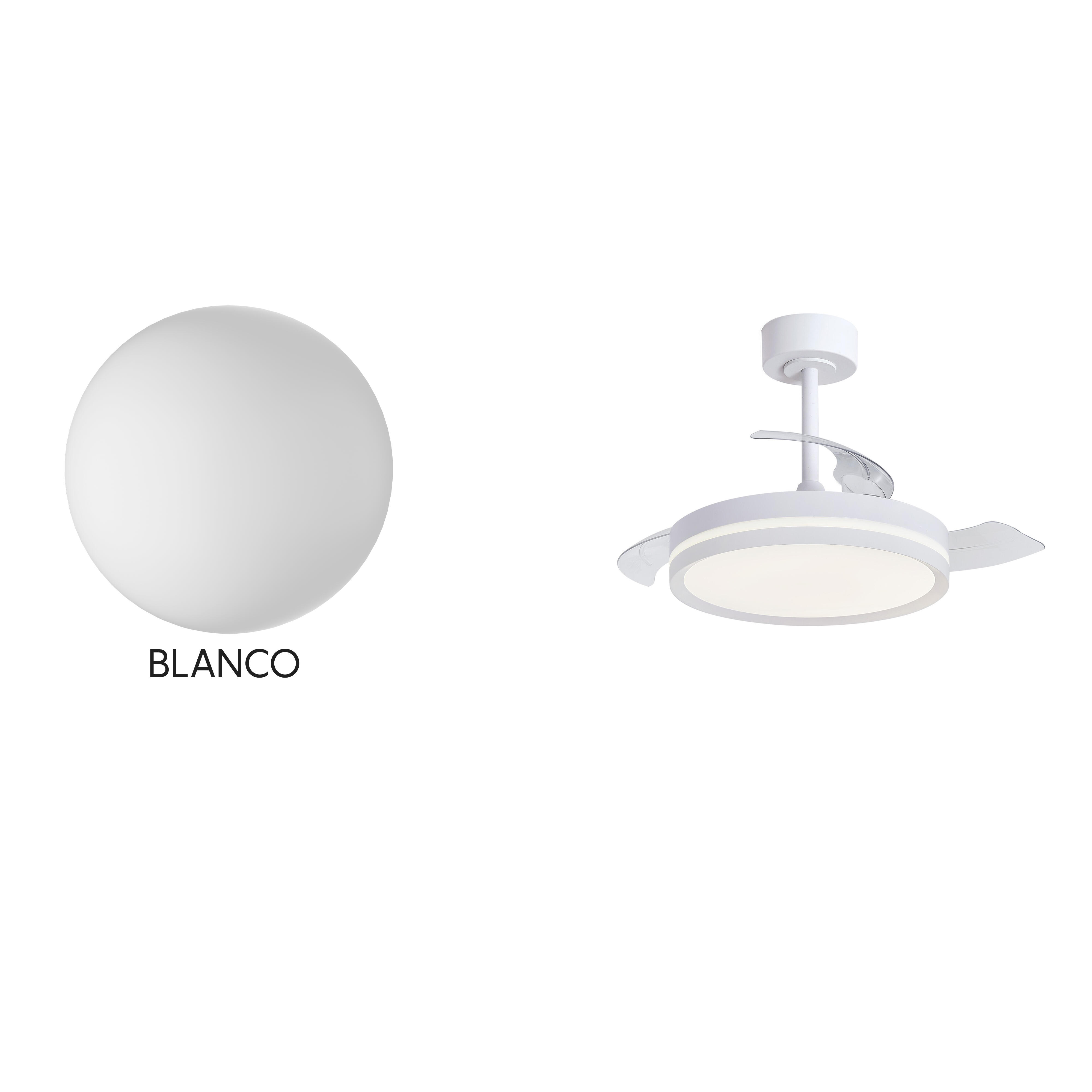 Ventilador de techo con luz silencioso DC 24W con mando ø91 cm Villena MANTRA blanco luz CCT 3 aspas retráctiles tipo lámpara| 6 velocidades| modo verano/invierno| temporizador| recomendado para <13m² - 12