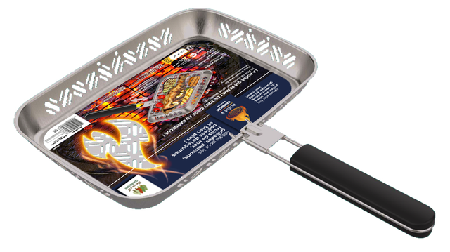 Poêle à barbecue rectangulaire en acier inoxydable gris