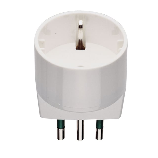 Adattatore semplice VIMAR, 1 presa 1 16 A (2 poli + terra), con spina 10 A, bianco