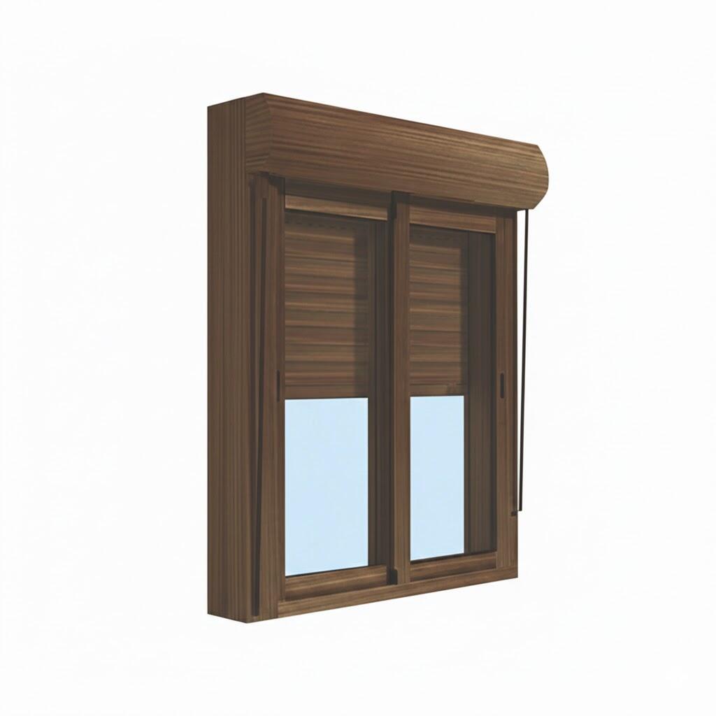 VENTANA ALUMINIO CORREDERA CON PERSIANA NOGAL 100X115CM - 3