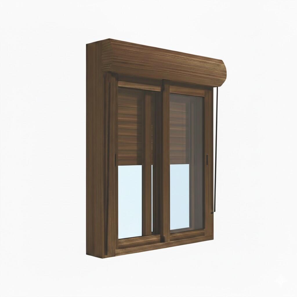 VENTANA ALUMINIO CORREDERA CON PERSIANA NOGAL 100X115CM - 2
