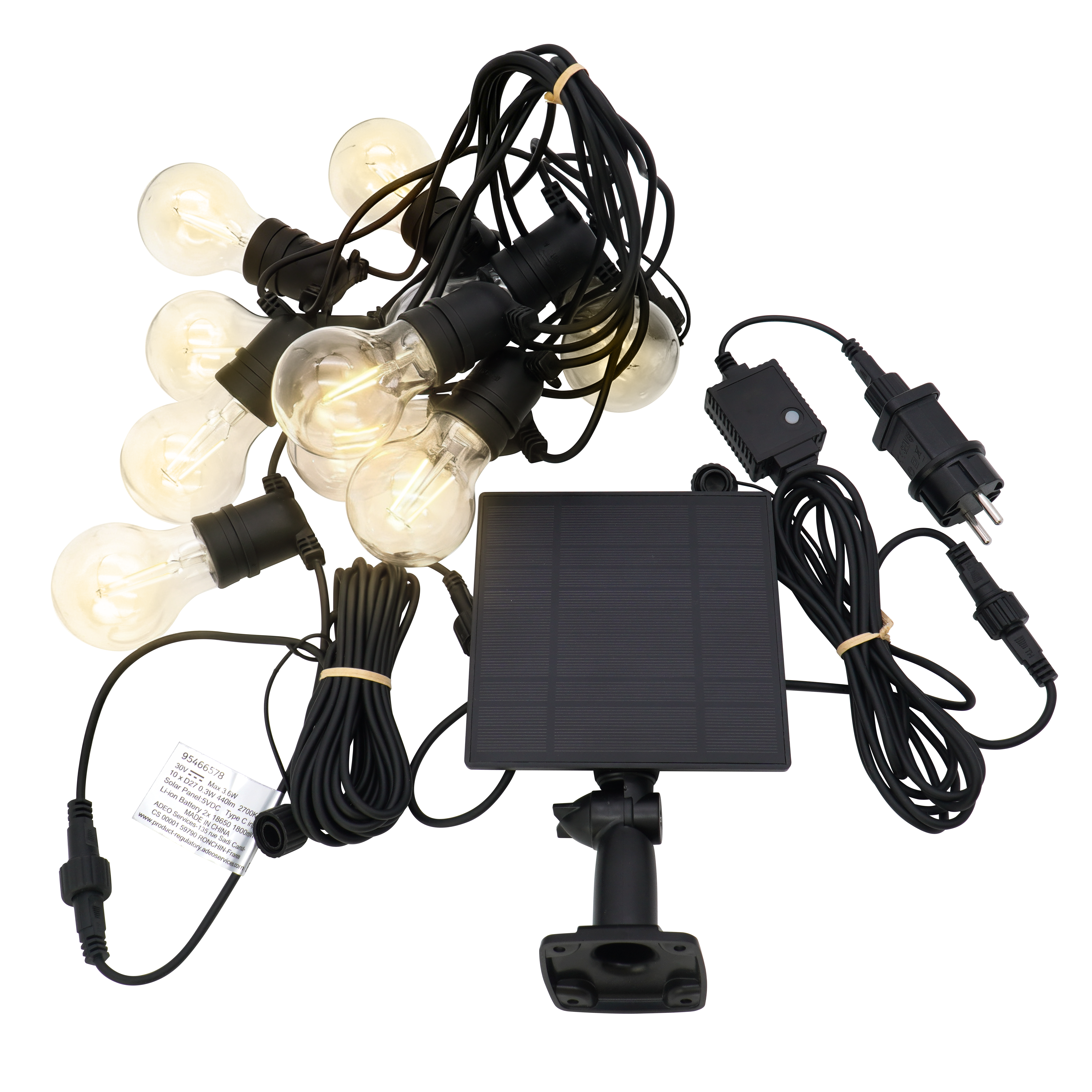 Grinalda solar 5 m 10 luzes 440 lúmens 2700 K IP44 exterior preto Inspire - 2