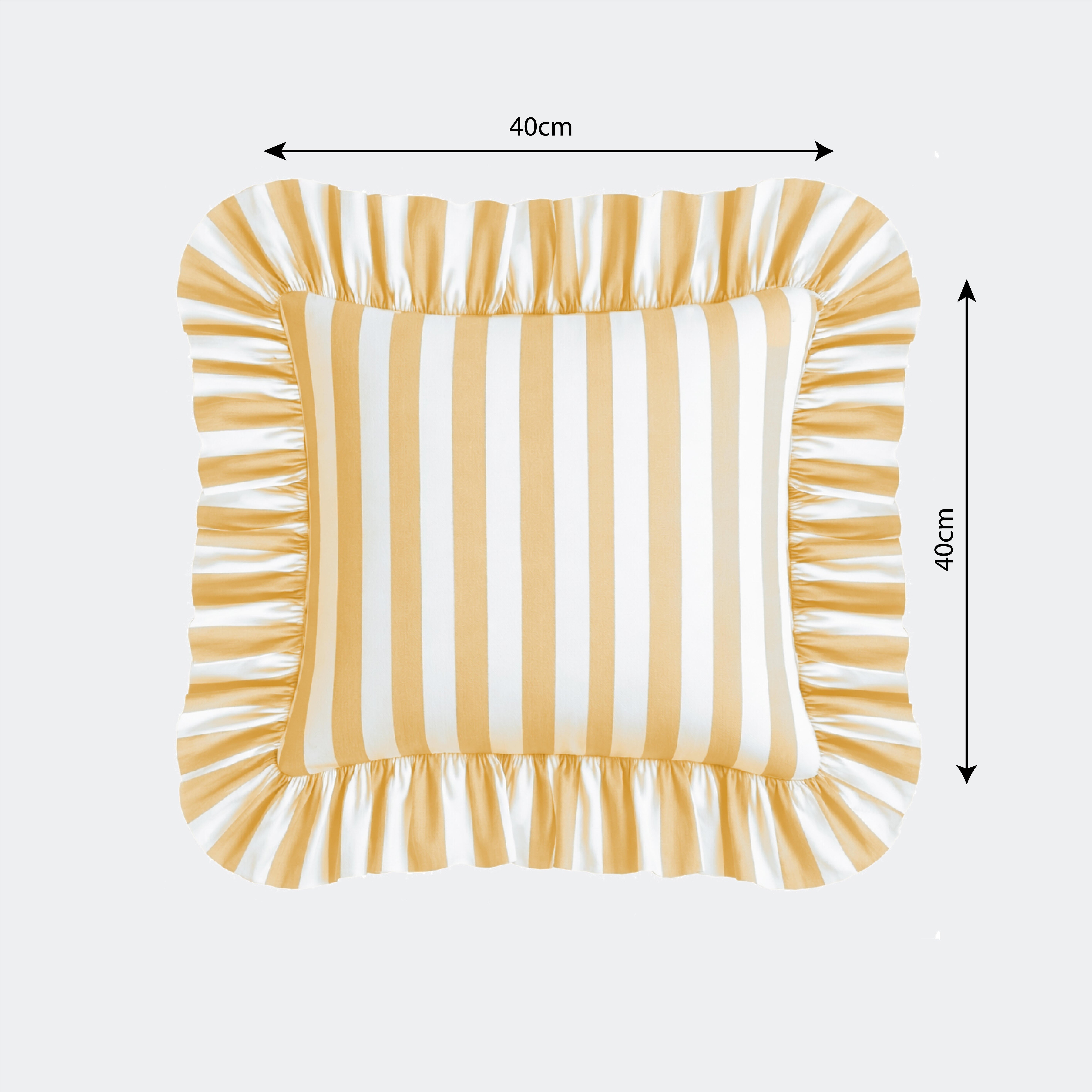 Cojín decorativo cuadrado Naive algodón rayas amarillo doble cara volante 40x40cm - 2