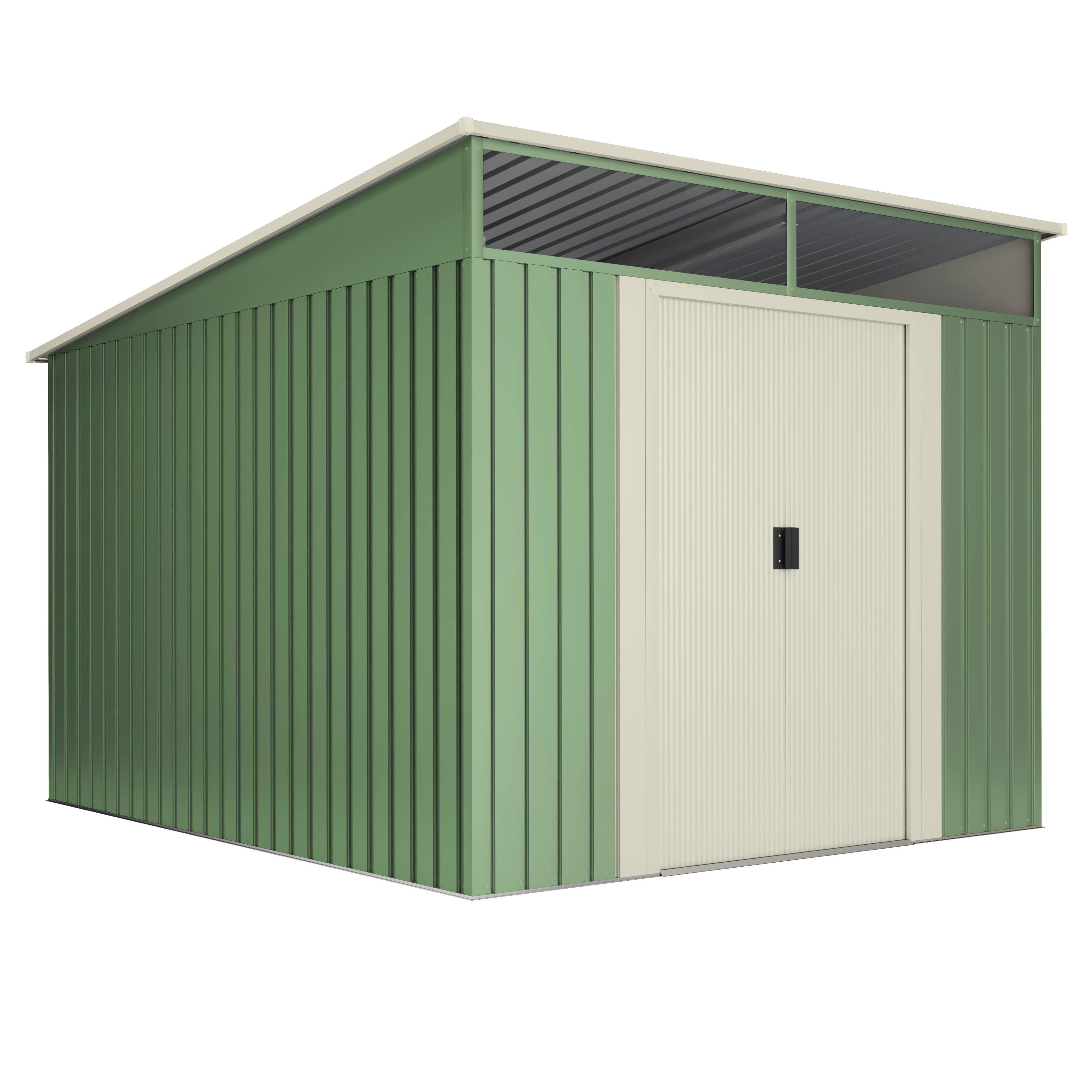 Caseta de metal slevik de 238x203x279 cm y 6.64 m2 con 0.25 mm espesor y doble puerta corredera hoggar
