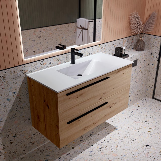 Mueble de baño con lavabo  Mia roble  100x45 cm