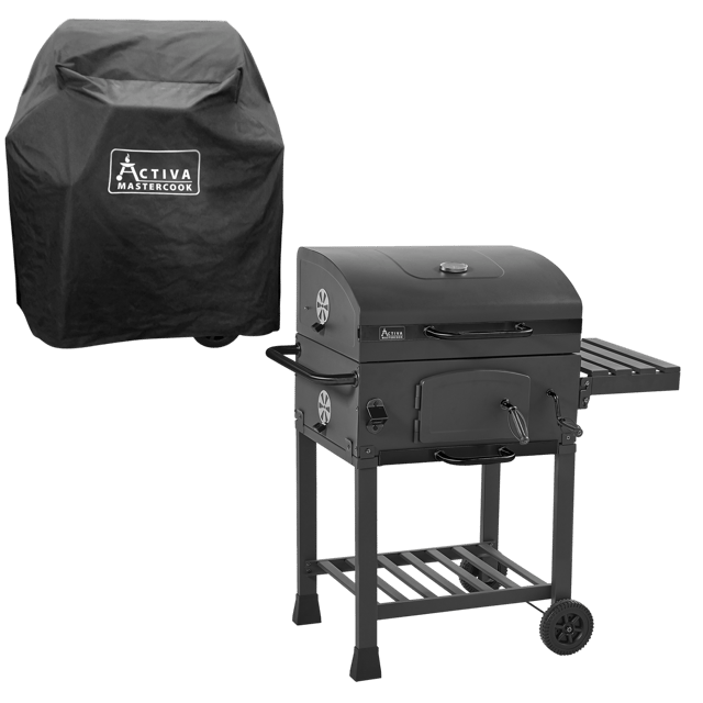 Grill węglowy Angular Black XL żeliwny ruszt + pokrowiec gratis Activa