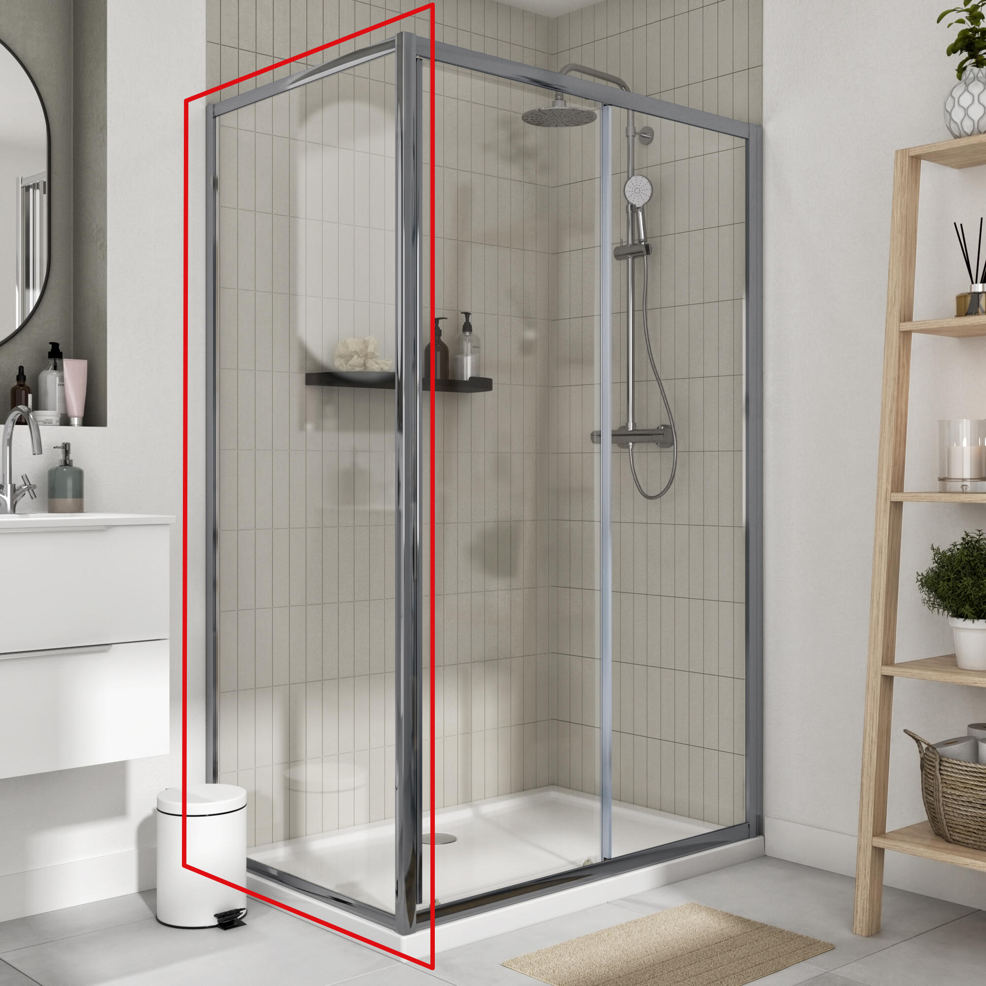 Lateral de duche fixo branco 80x185 cm Essential Sensea - 4