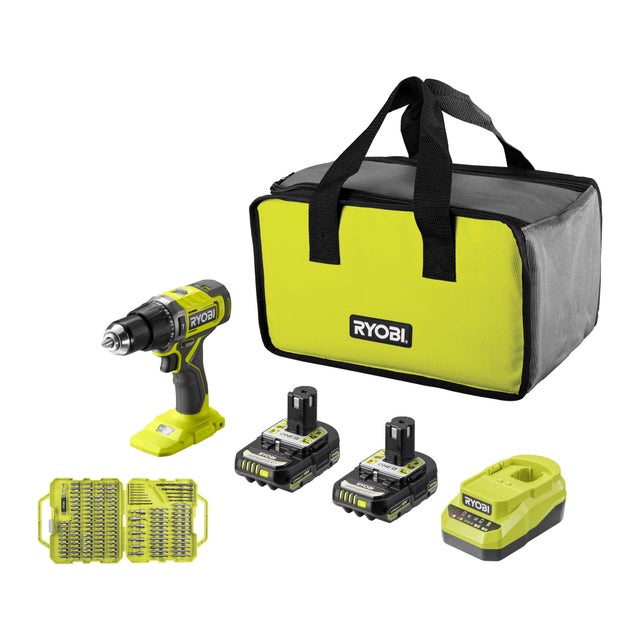 Perceuse visseuse sans fil 18V à percussion 2x2AH + Coffret 127 accessoires- RYOBI - RPD18-2C20SA127 