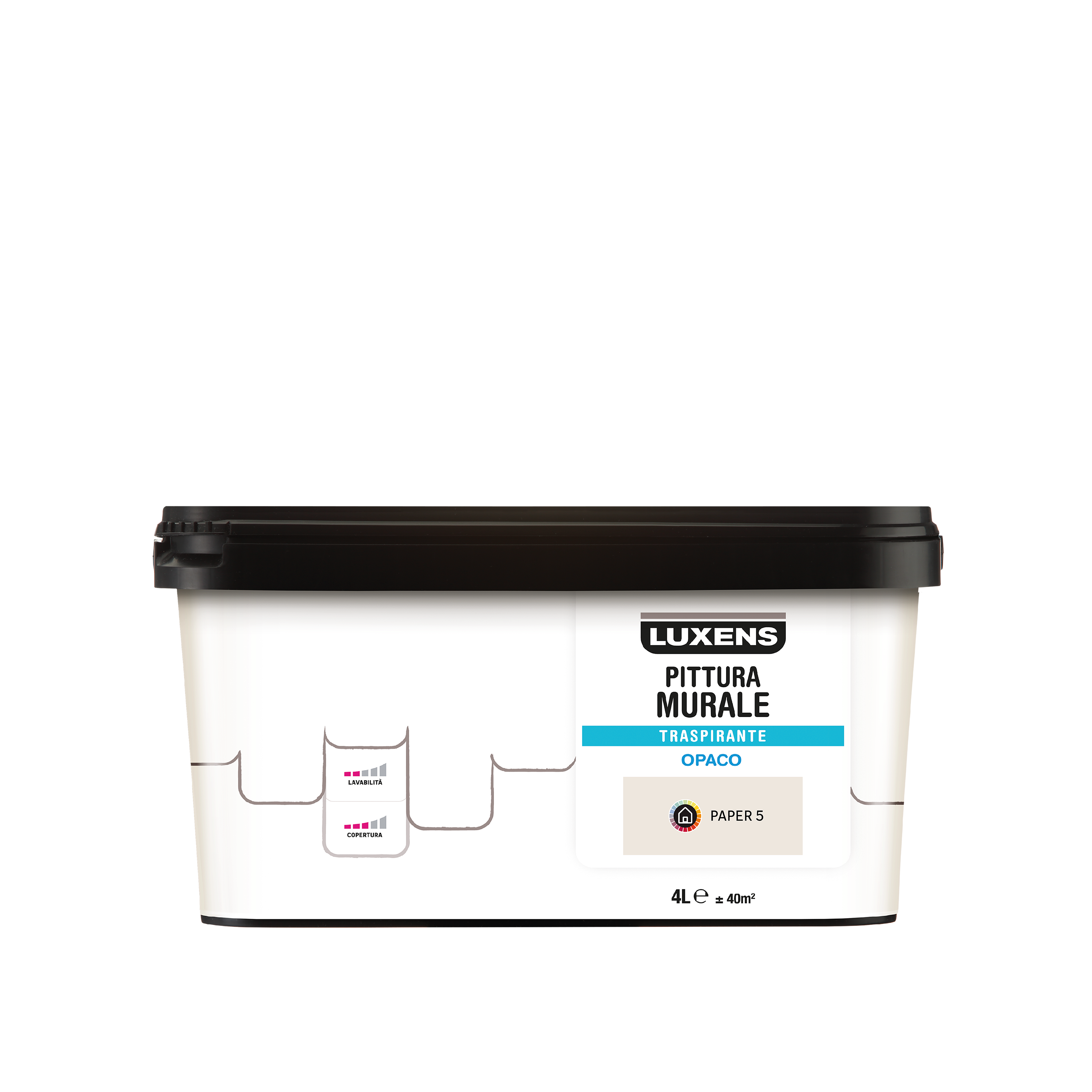 Pittura per interni traspirante, LUXENS Opaca beige paper 5 opaco, 4 L - 2