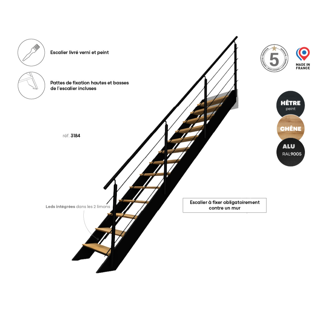Escalier SPECTRA KORDO, 3 coloris disponible, made in france et garantie 5 ans  - 3