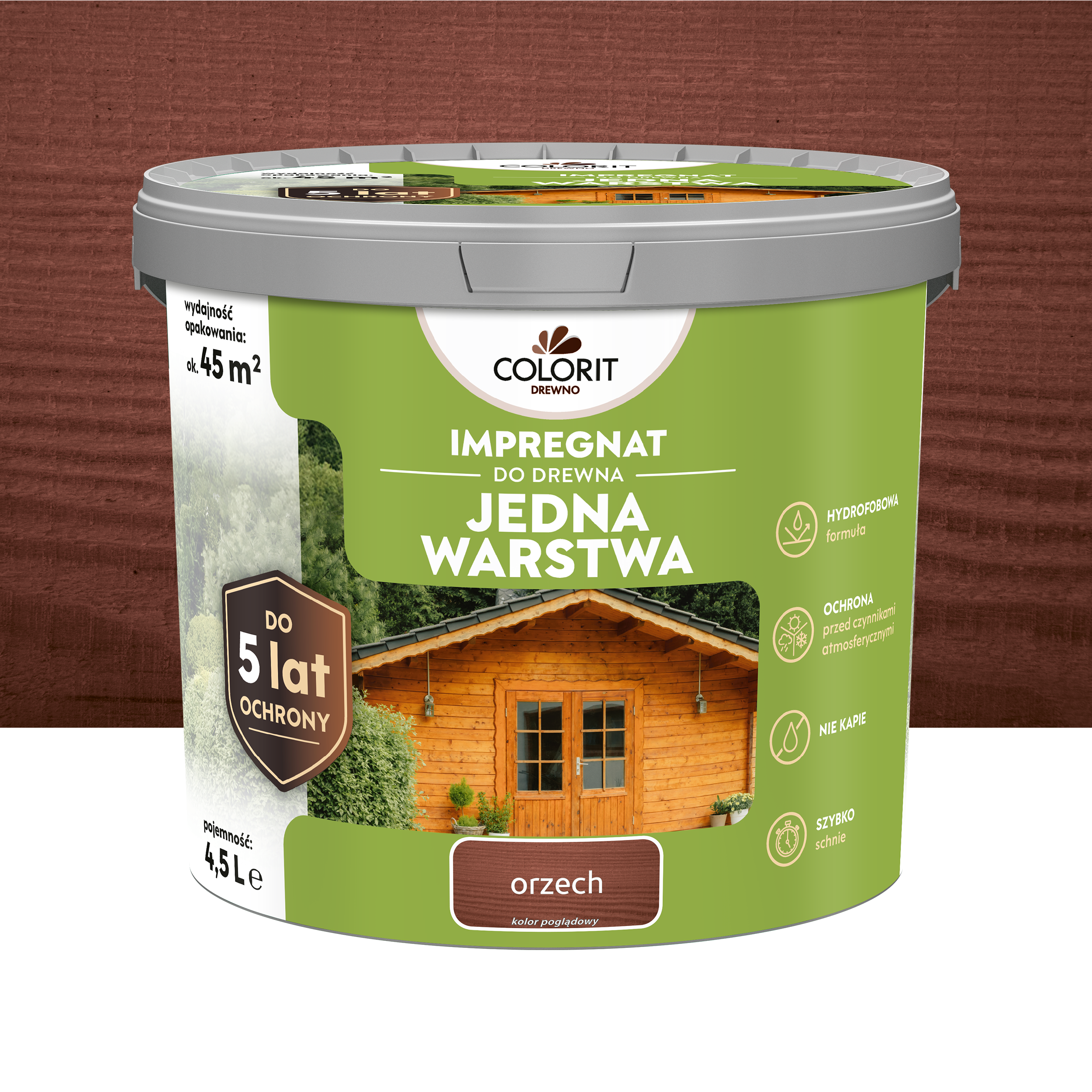 Impregnat do drewna Colorit Jedna Warstwa Orzech 4.5L