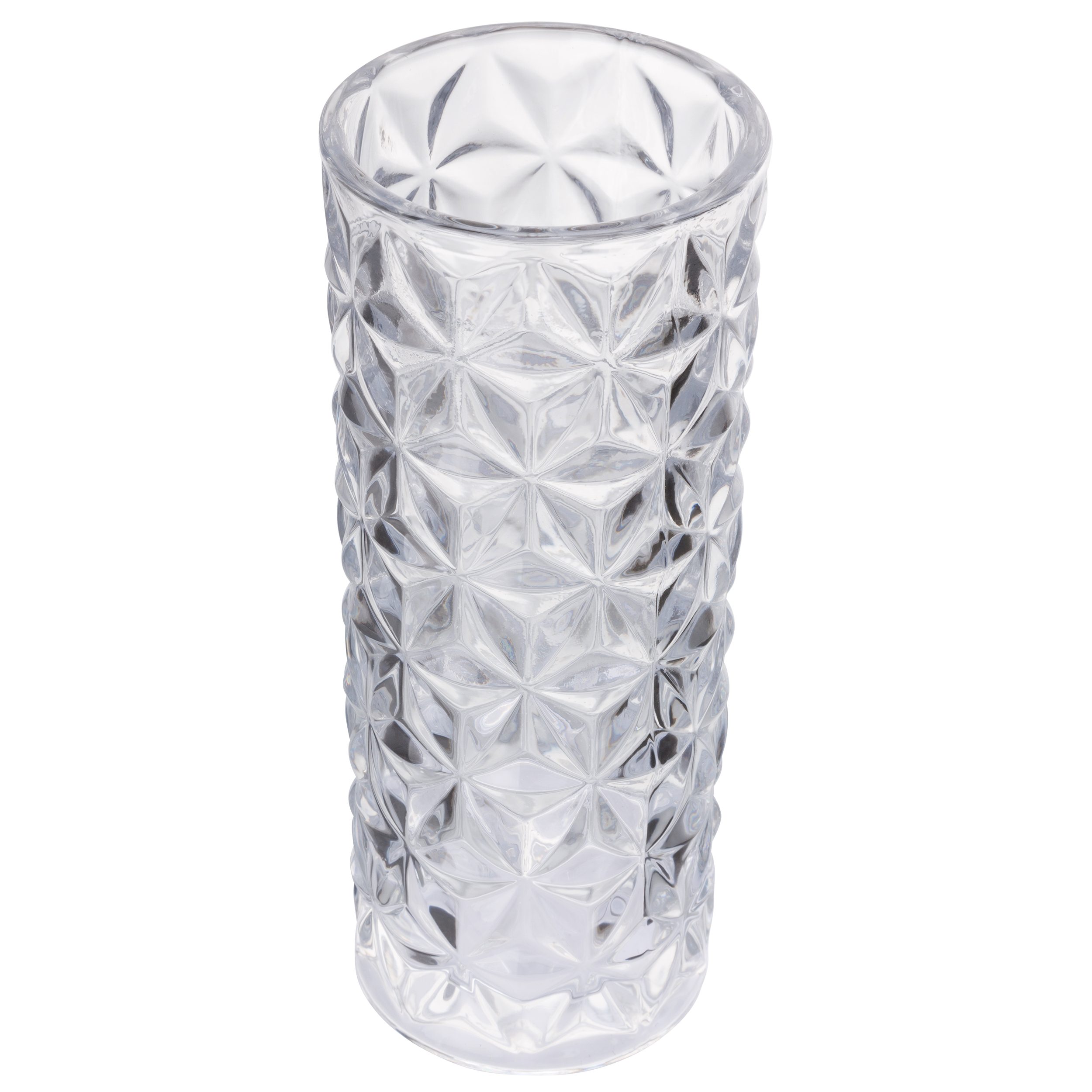 Wazon szklany kryształowy wzór wys. 20 cm transparentny