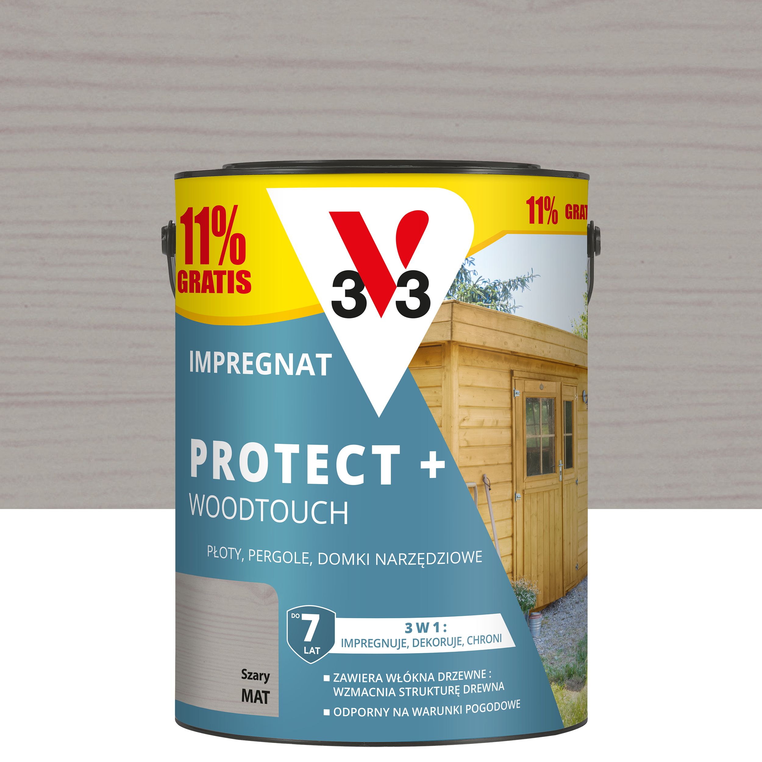 Impregnat do drewna Protect+ Woodtouch 5 l szary matowy 7 lat V33