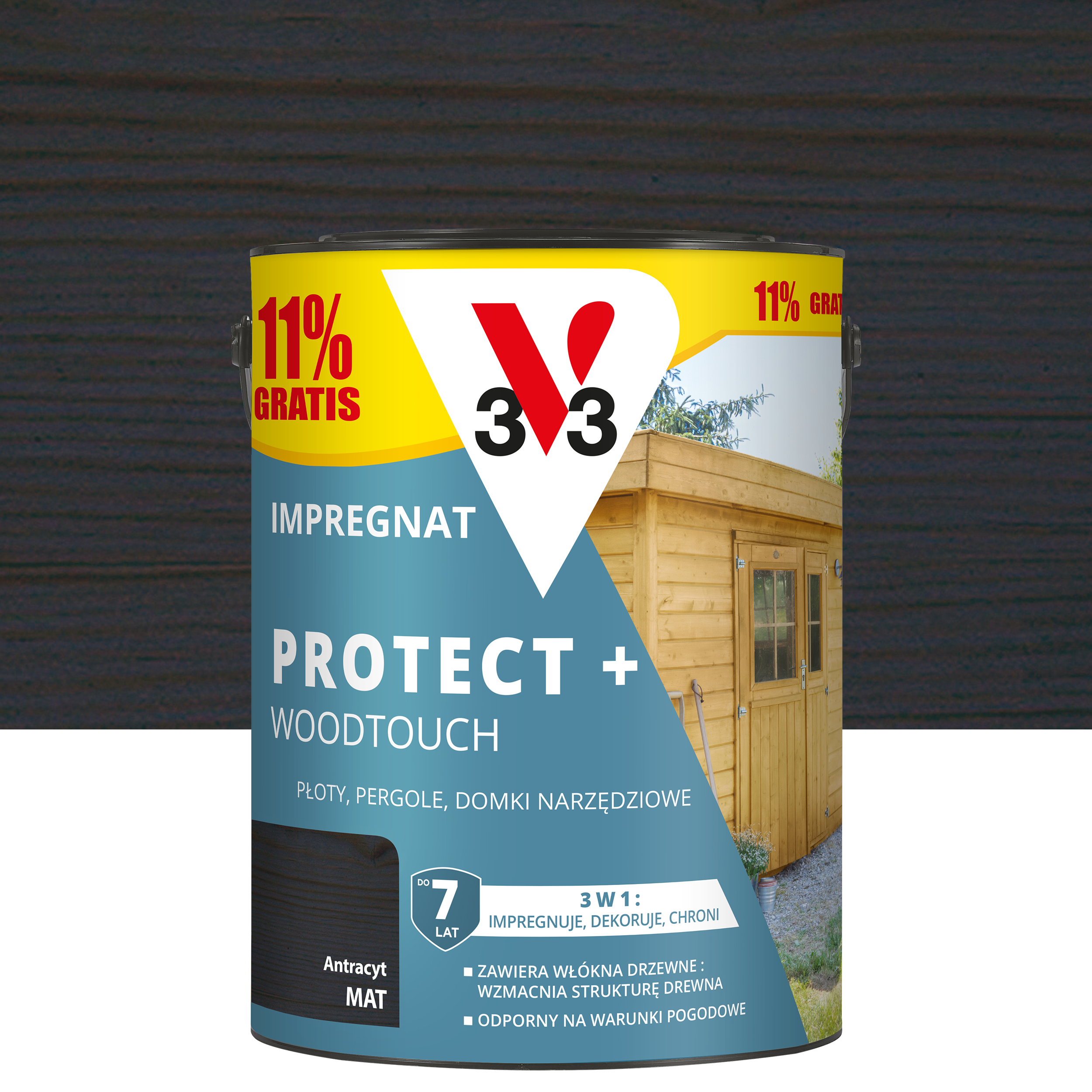 Impregnat do drewna Protect+ Woodtouch 5 l antracyt matowy 7 lat V33