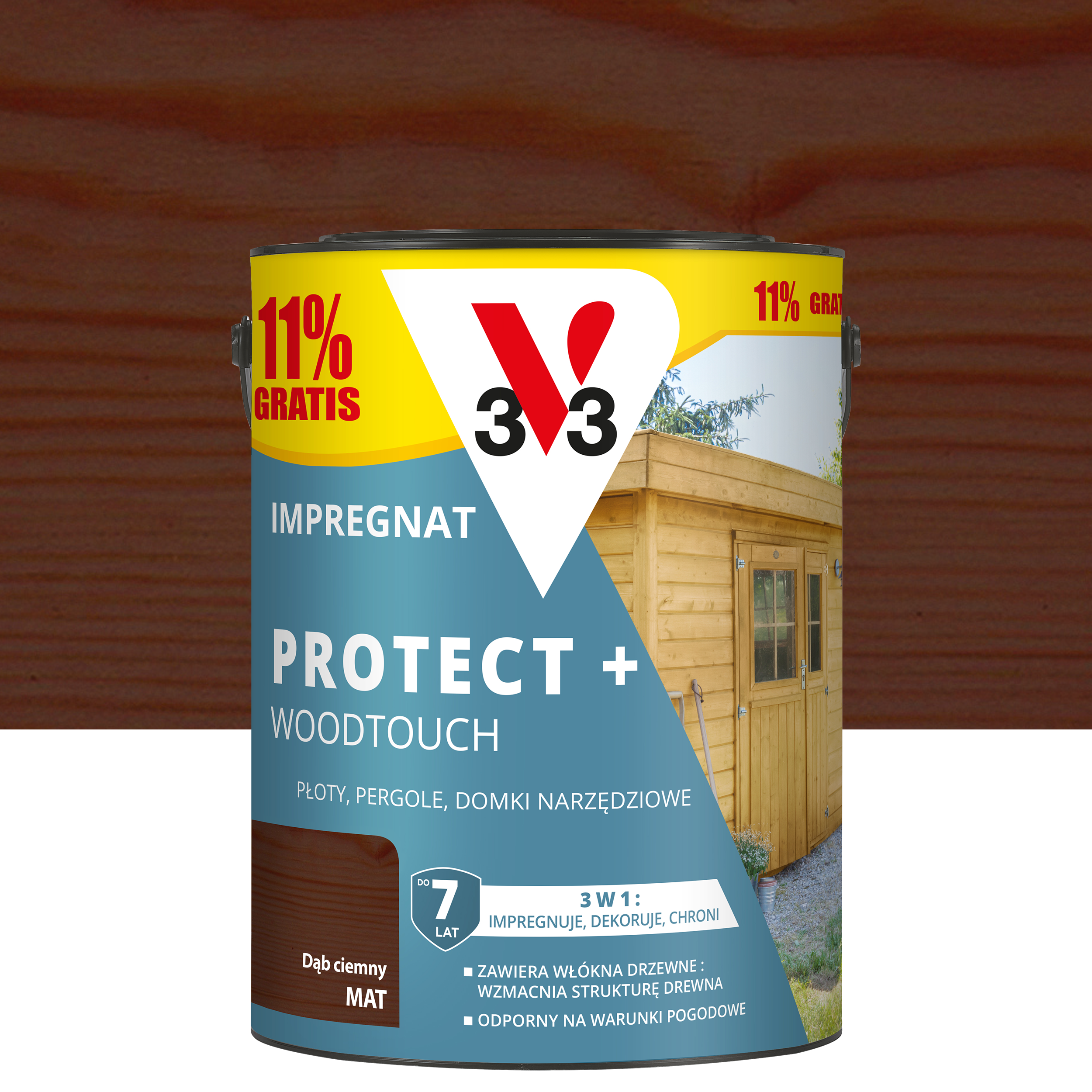 Impregnat do drewna Protect+ Woodtouch 5 l dąb ciemny matowy 7 lat V33