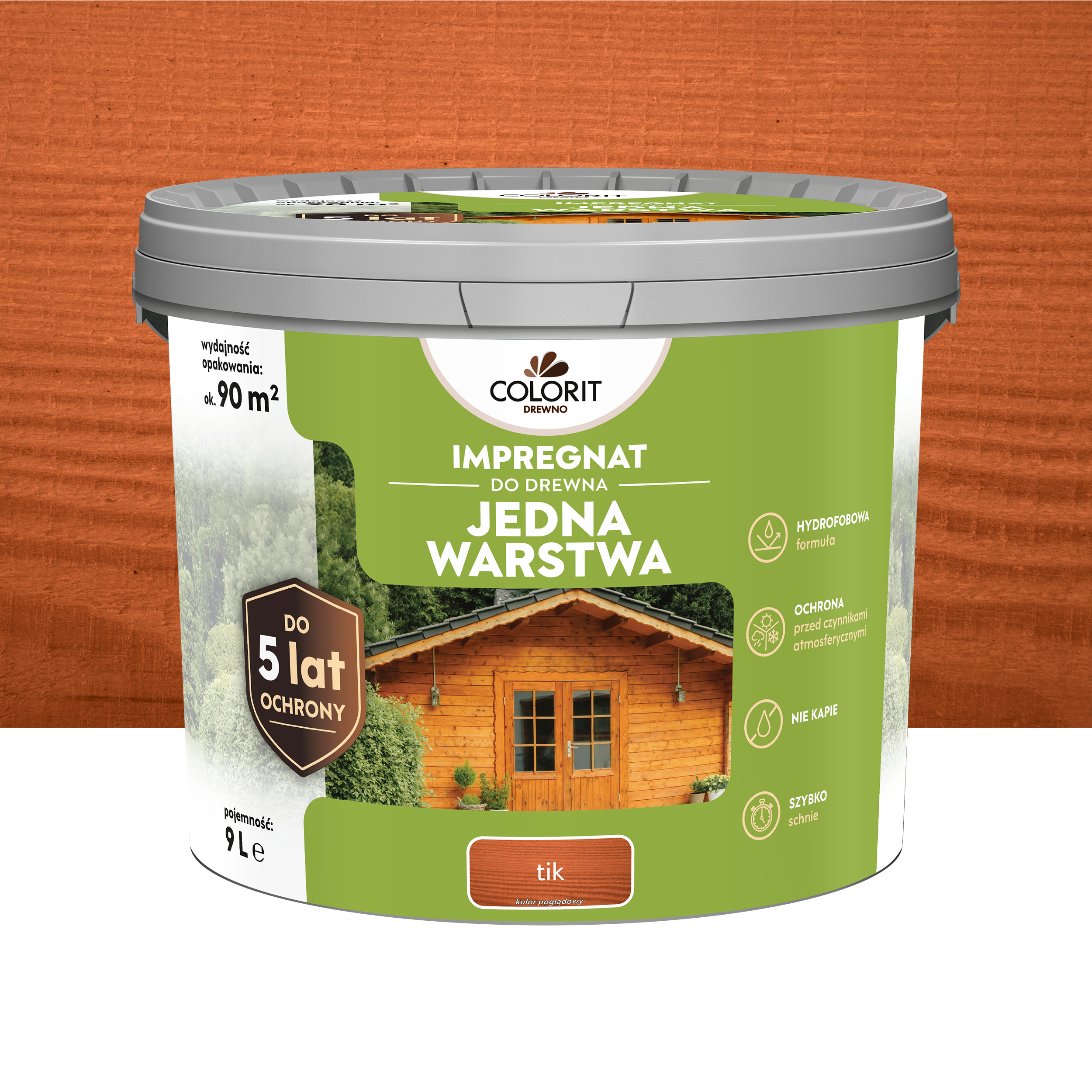 Impregnat do drewna Colorit Jedna Warstwa Tik 9L