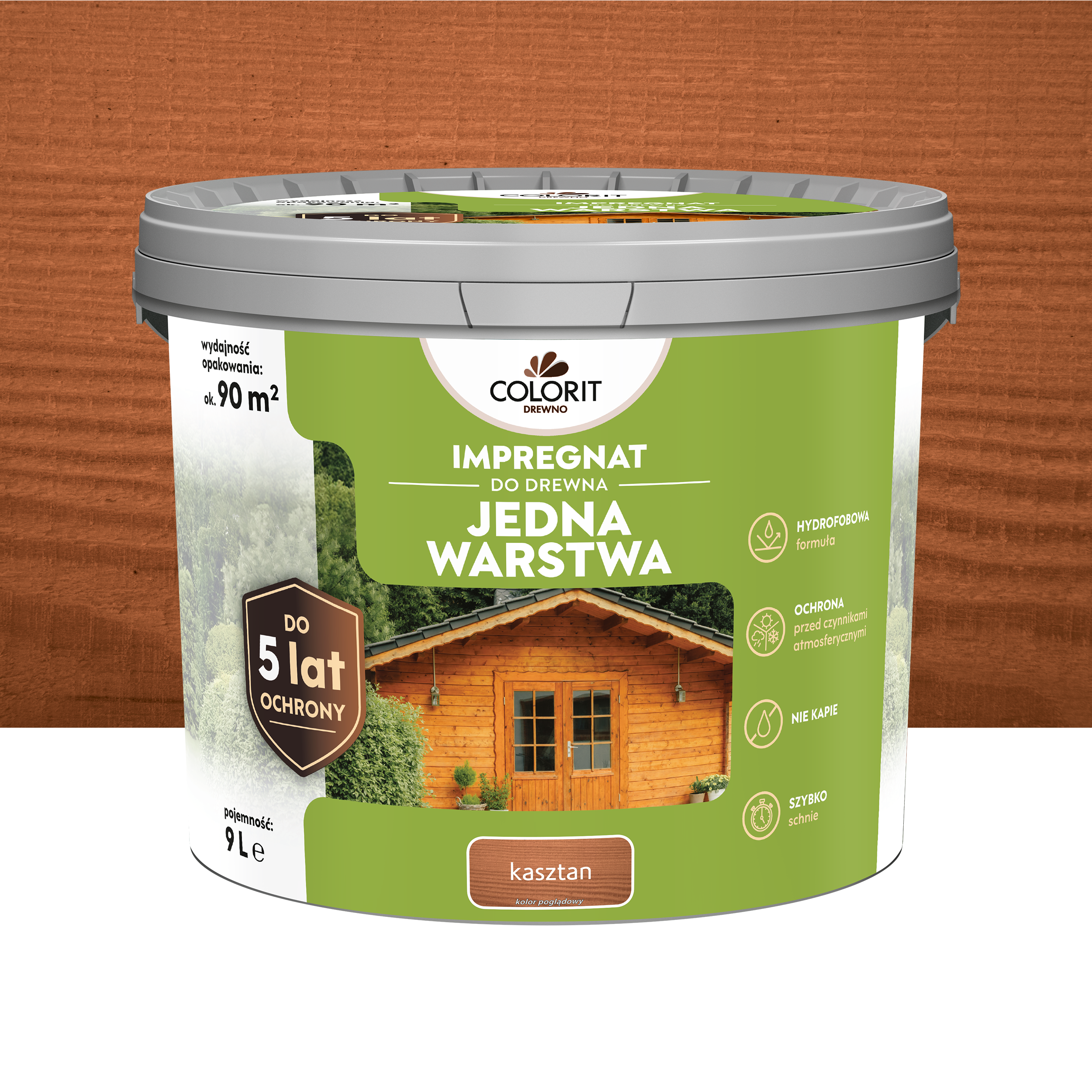 Impregnat do drewna Colorit Jedna Warstwa Kasztan 9L