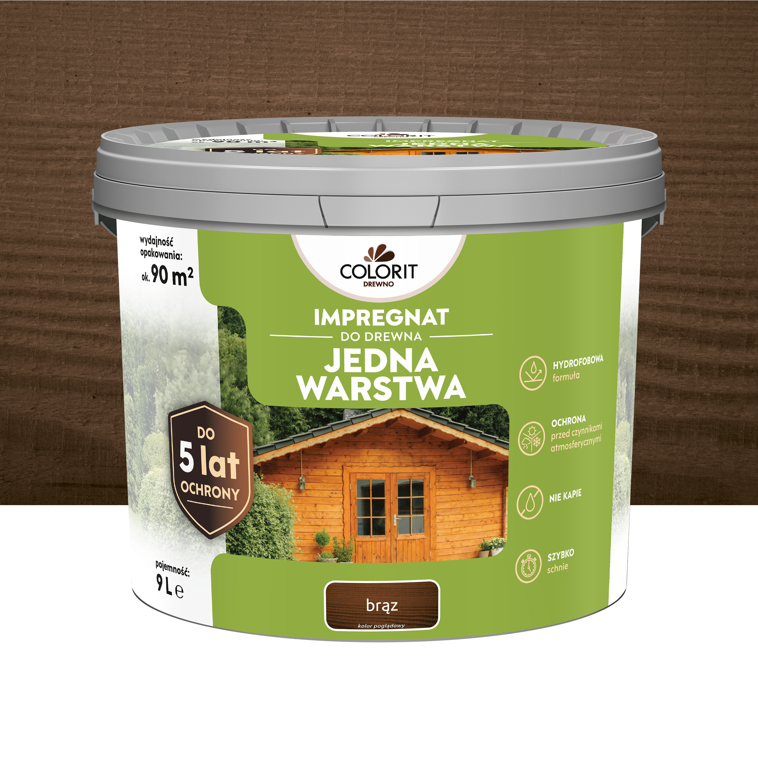 Impregnat do drewna Colorit Jedna Warstwa Brąz 9L