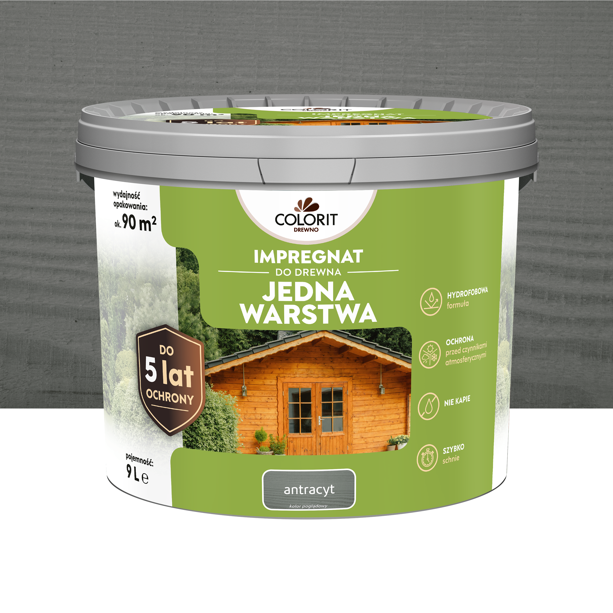 Impregnat do drewna Colorit Jedna Warstwa Antracyt 9L