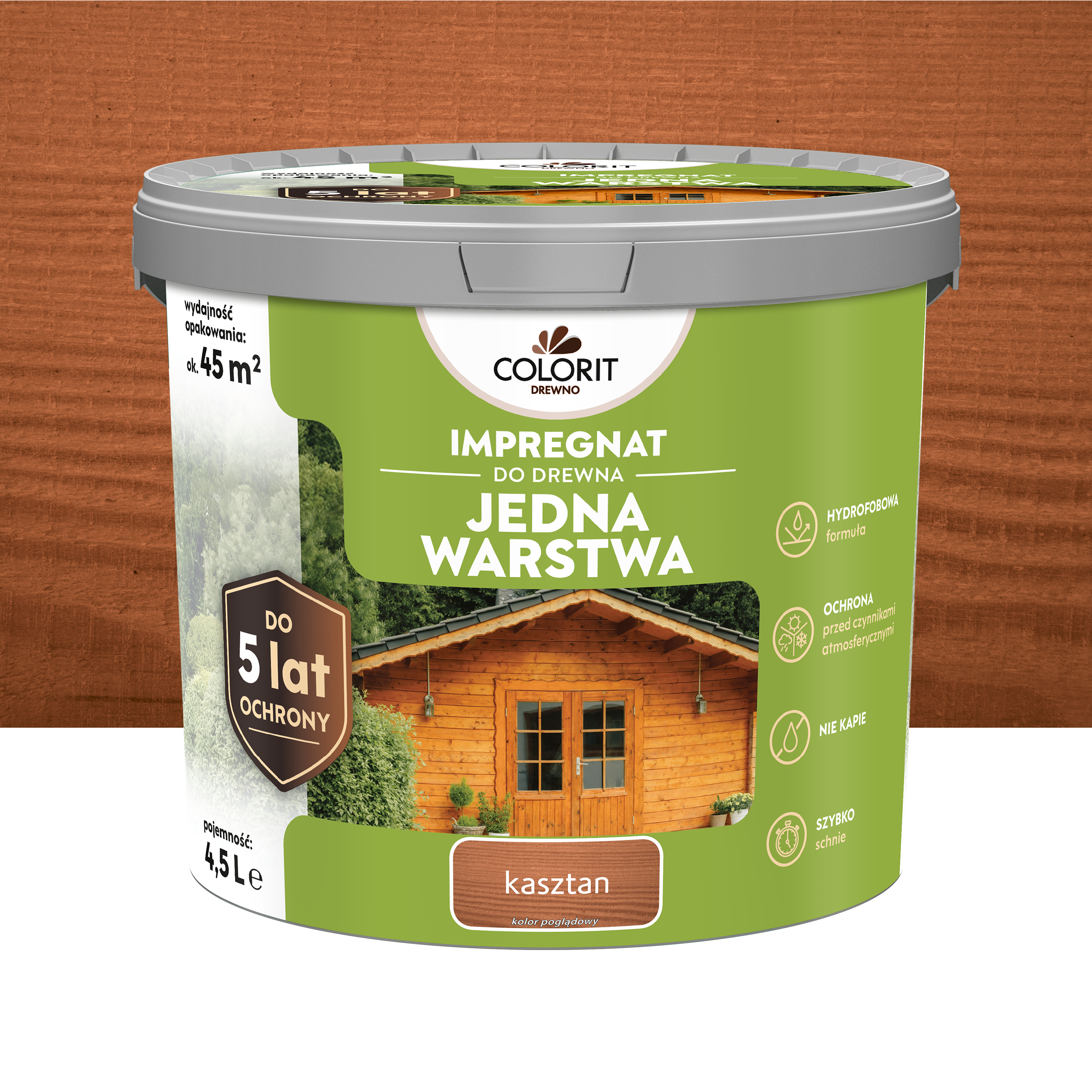 Impregnat do drewna Colorit Jedna Warstwa Kasztan 4.5L