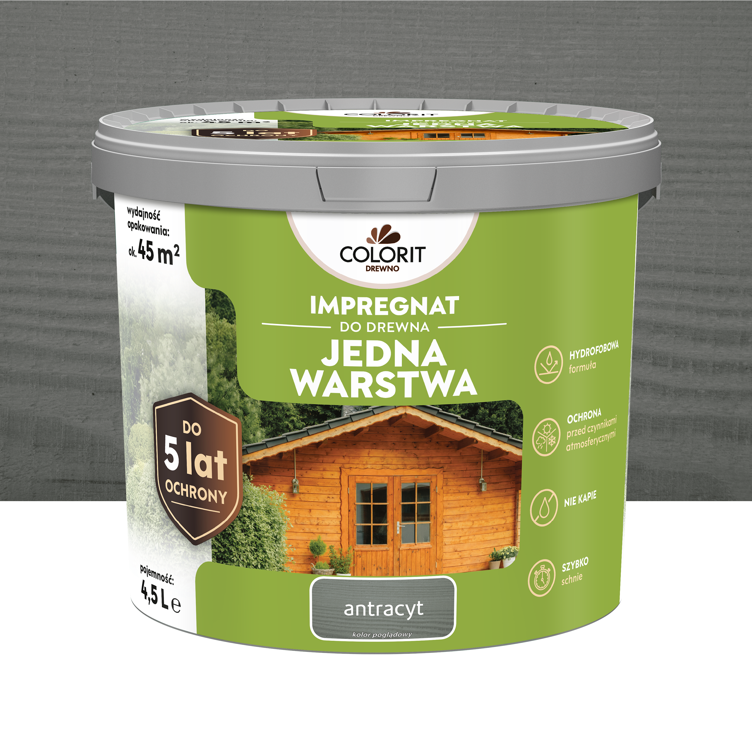 Impregnat do drewna Colorit Jedna Warstwa Antracyt 4.5L