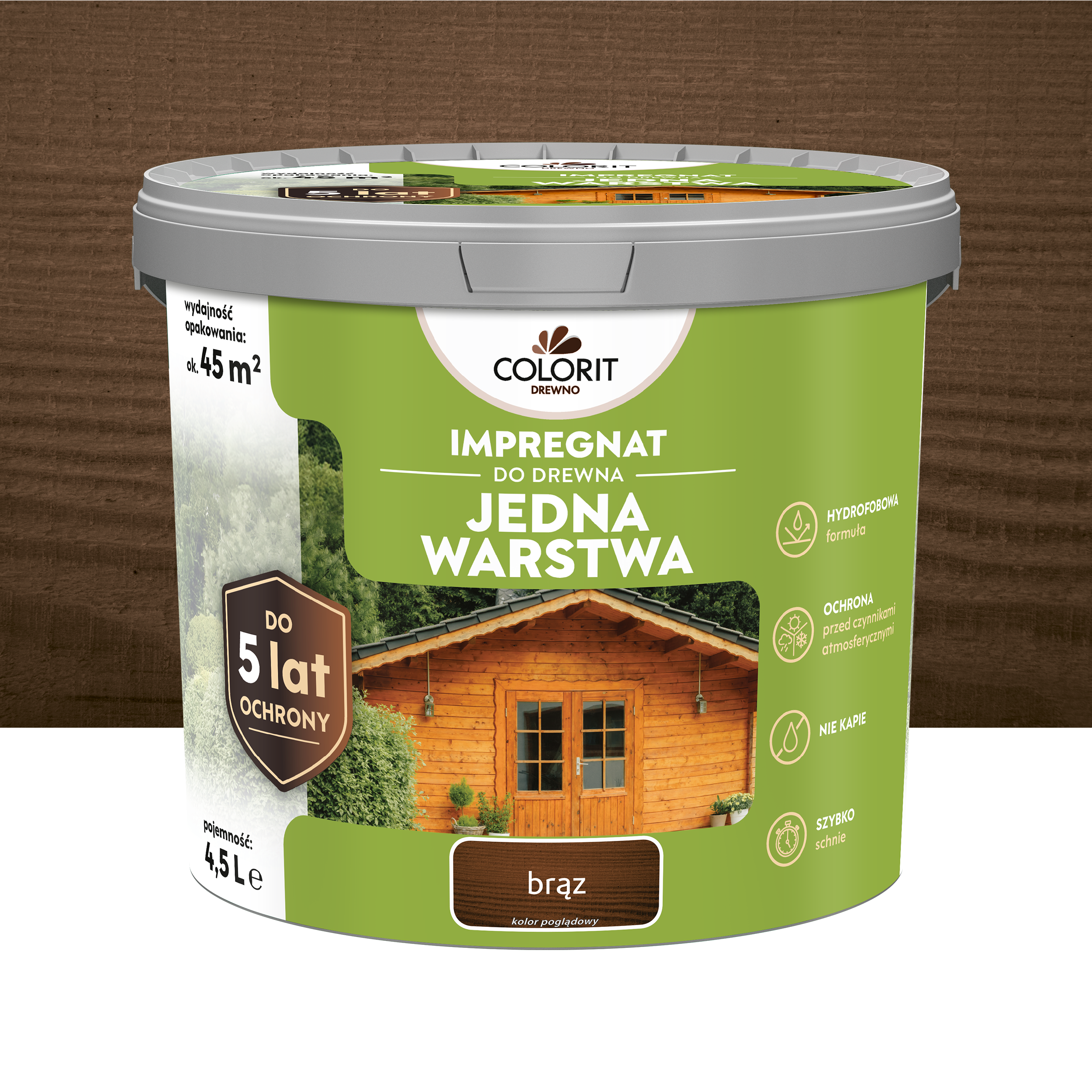 Impregnat do drewna Colorit Jedna Warstwa Brąz 4.5L