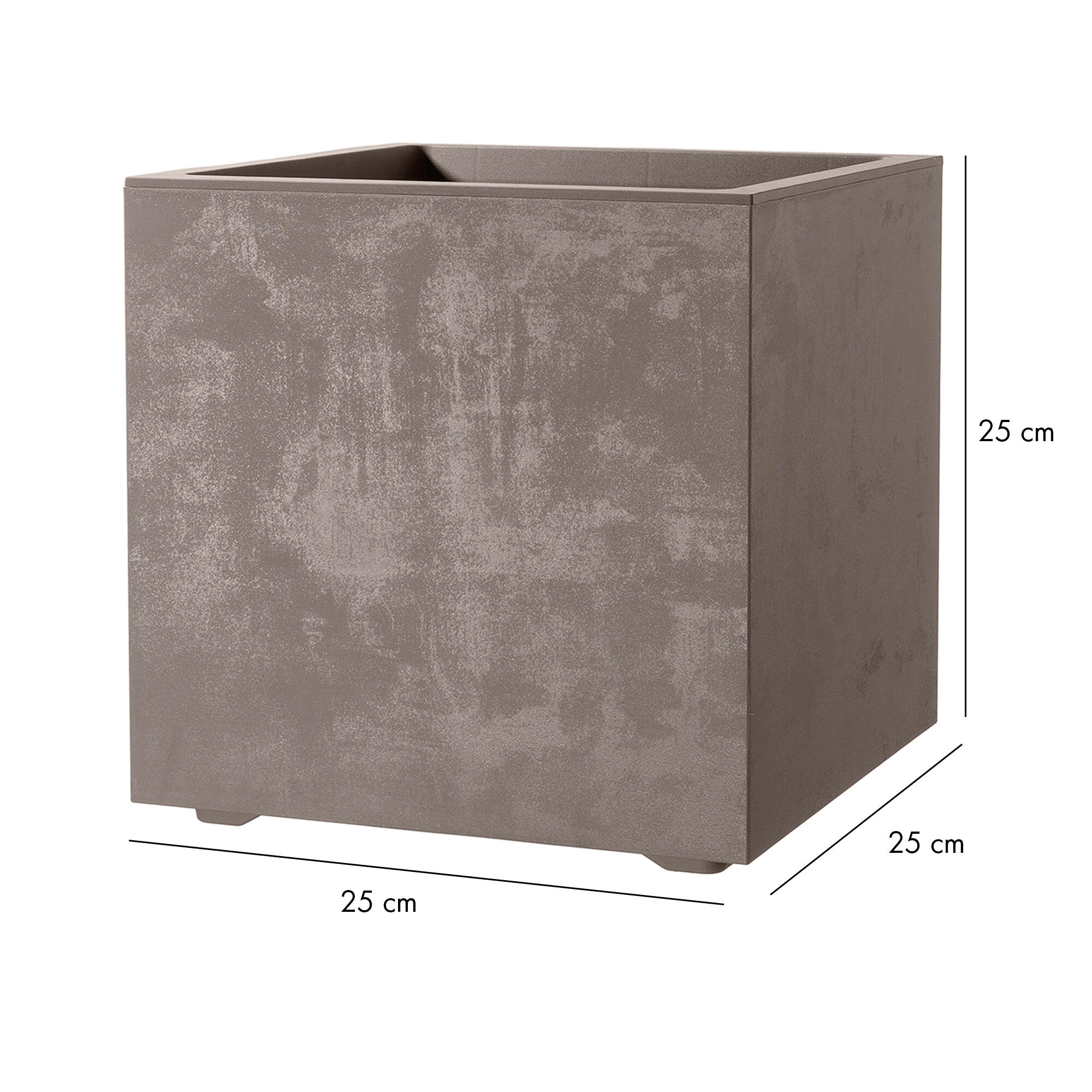 Maceta cuadrada de polipropileno DEROMA CUBO MILLENNIUM R SANDSTONE 25cm marrón - 2