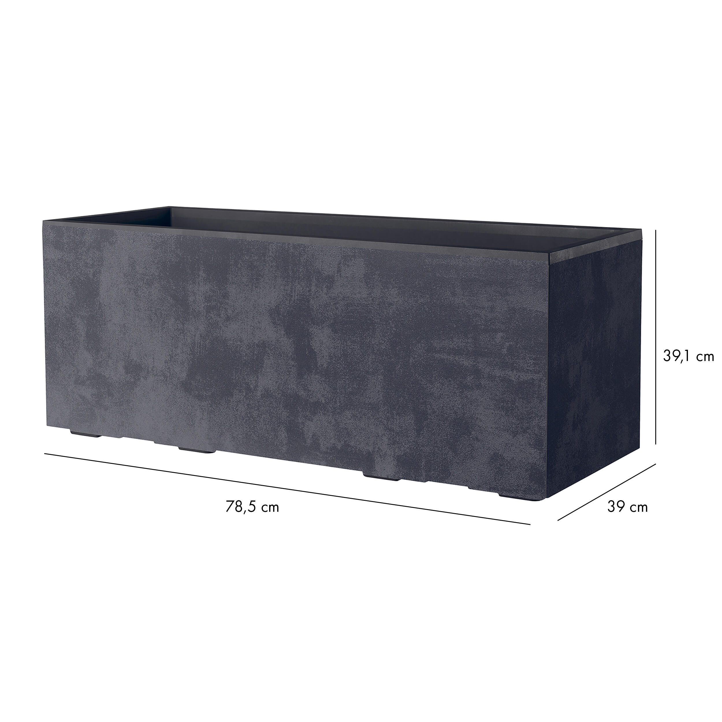 Jardinera rectangular de polipropileno deroma 78.5 x 39 x 39 cm gris