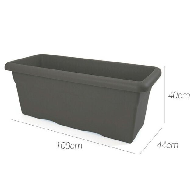 Pack 4 jardineras de polipropileno PLASTIKEN 100 x 40 cm gris / plata
