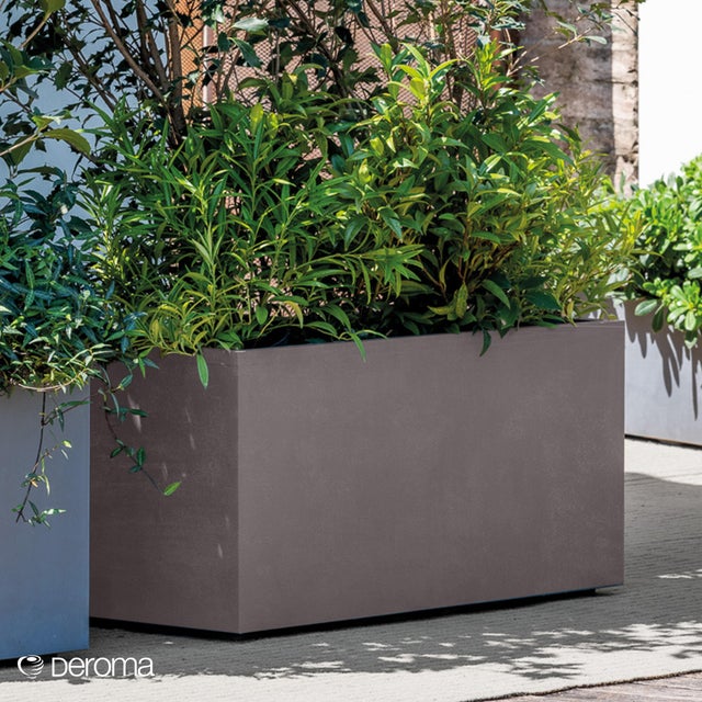 Jardinera rectangular de polipropileno DEROMA 78.5 x 39 x 39 cm marrón