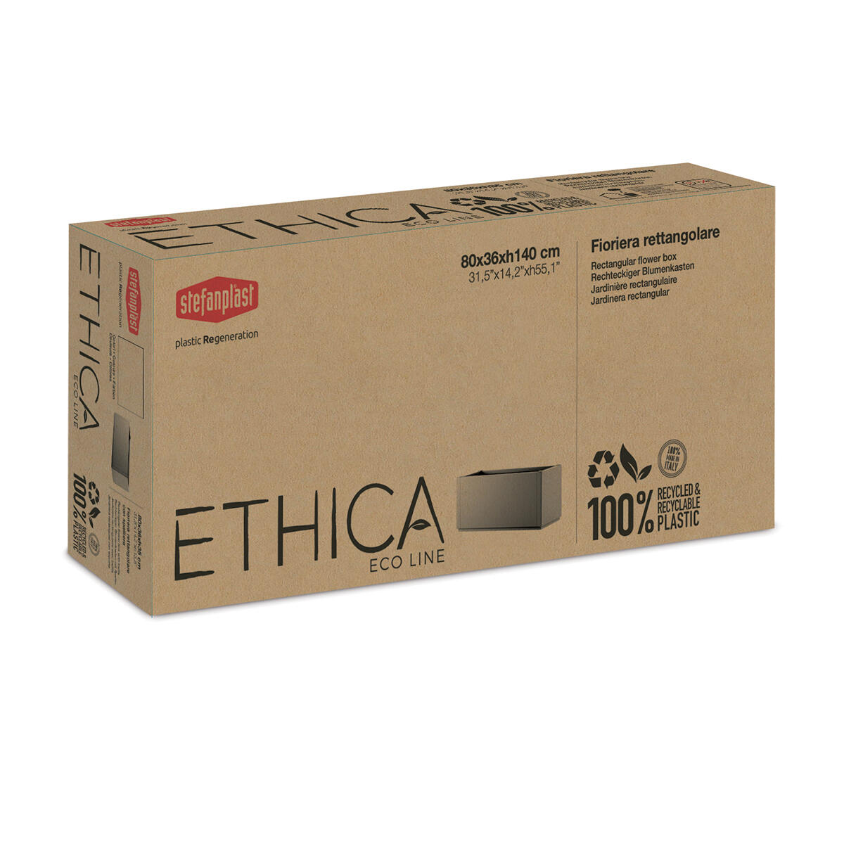 Fioriera Ethica STEFANPLAST in polipropilene avorio H 36 x L 80 x P 36 cm - 9