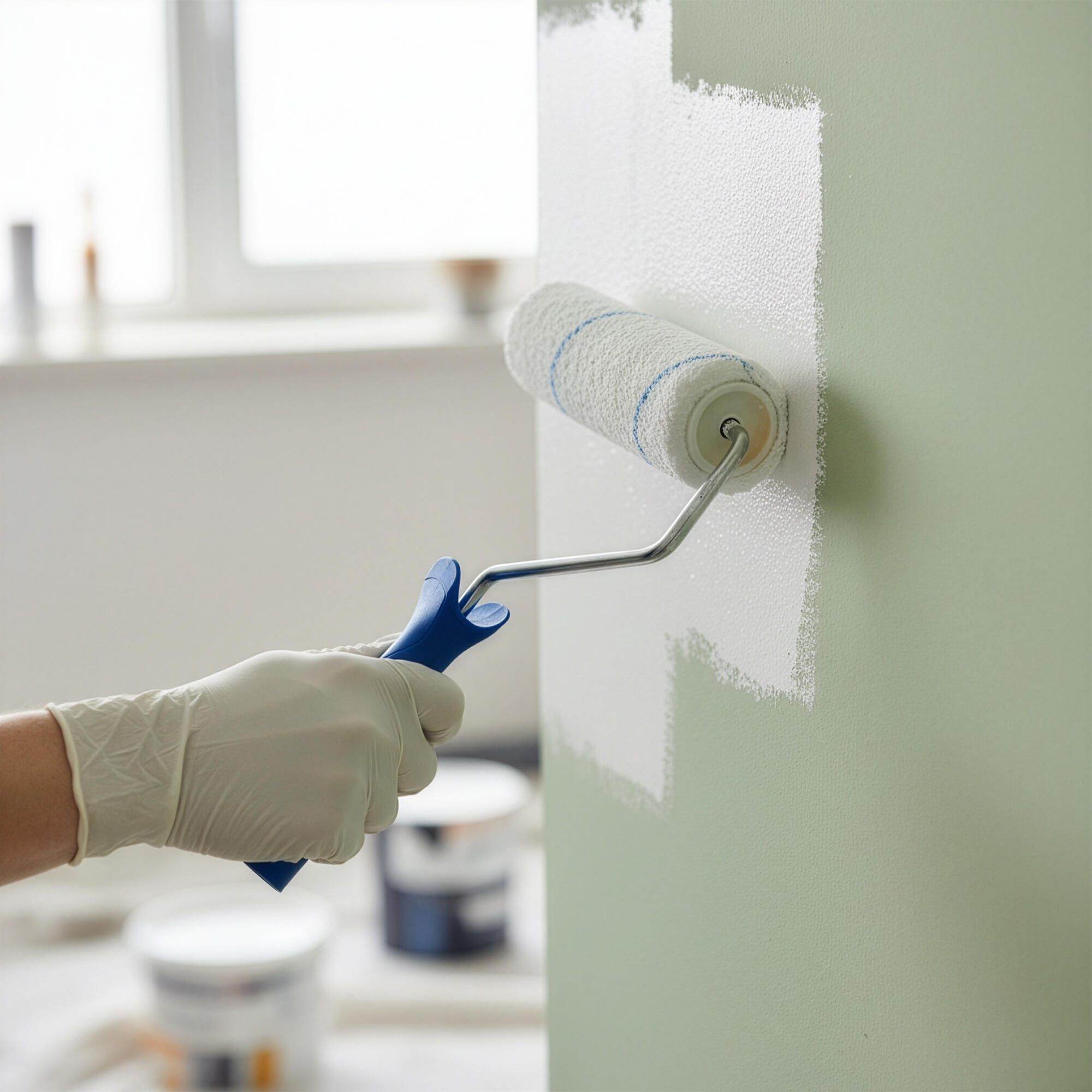 Kit para pintar superficies lisas compuesto de 2 recambios 180mm (microfibra, altura pelo 10mm) + rejilla plástico 180mm + mango (polipropileno, varill acero 8mm) DEXTER
 - 2