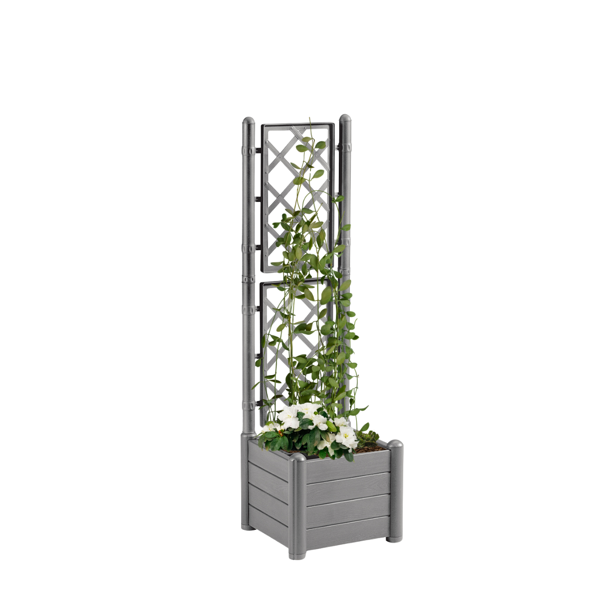 Fioriera con grigliato Italia STEFANPLAST in polipropilene grigio H 142 x L 43 x P 43 cm - 4