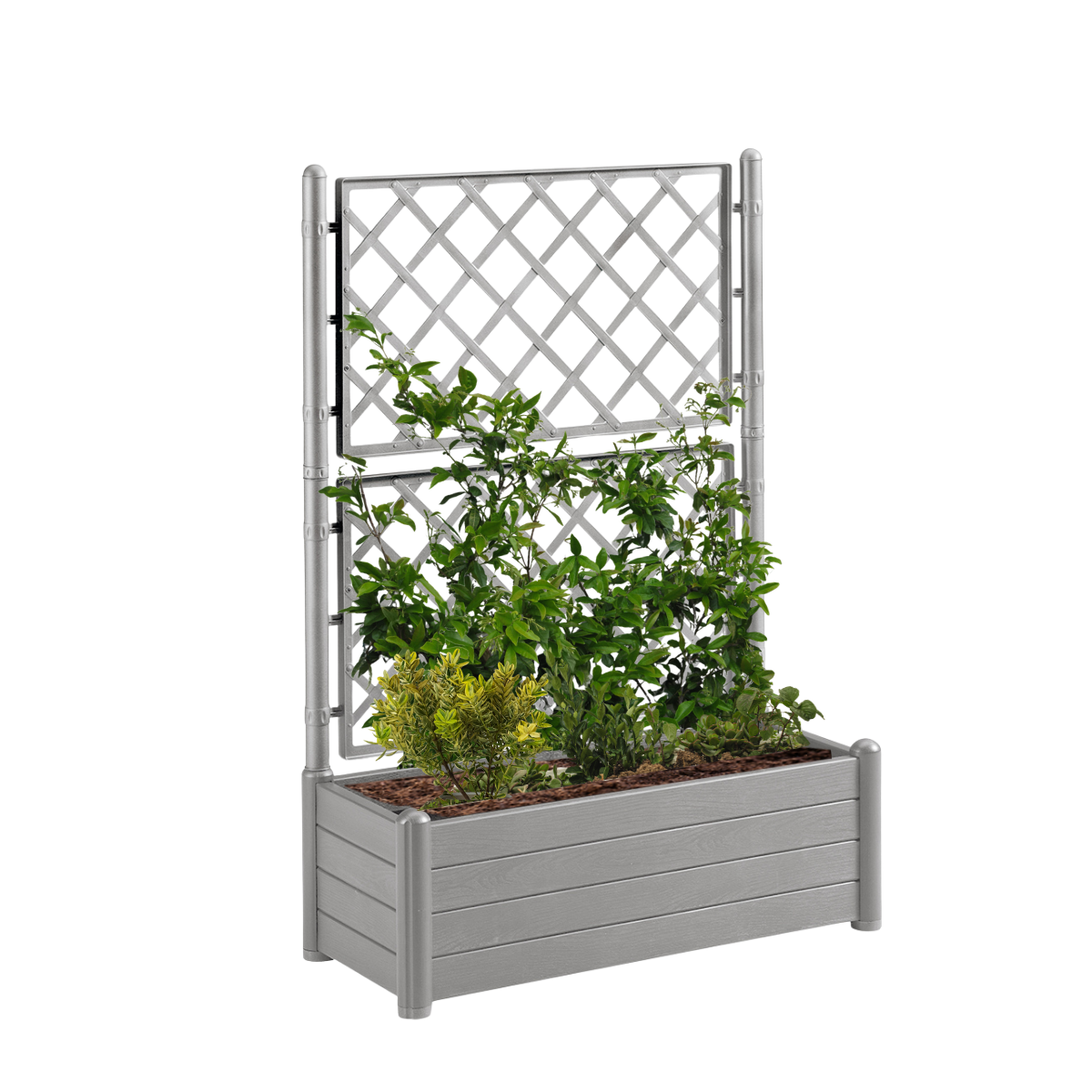 Fioriera con grigliato Italia STEFANPLAST in polipropilene grigio H 142 x L 100 x P 43 cm - 6