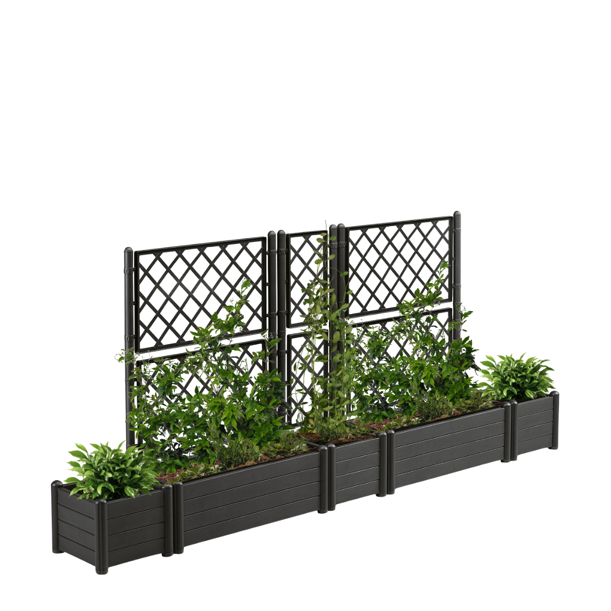 Fioriera con grigliato Italia c/spalliera STEFANPLAST in polipropilene antracite H 142 x L 100 x P 43 cm - 5