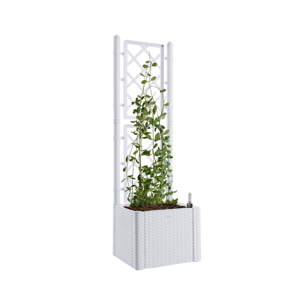 Fioriera con grigliato Deluxe STEFANPLAST in polipropilene bianco H 142 x L 43 x P 43 cm - 5