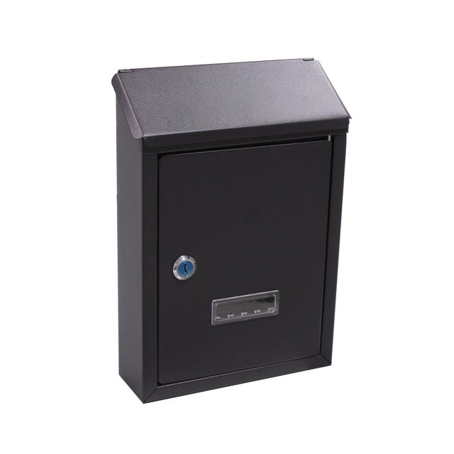 Cassetta postale ALUBOX  Eco formato lettera in acciaio nero opaco L 21.5 x P 6.5 x H 30.5 cm