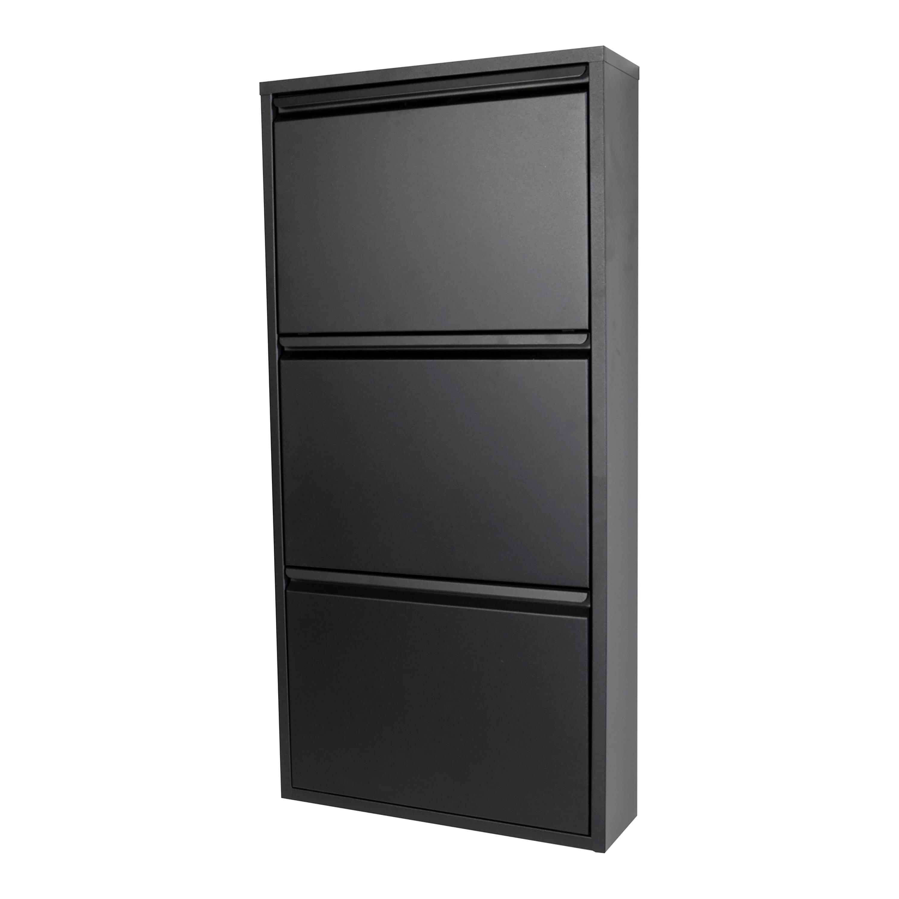 Zapatero rommy con 3 compartimentos para 9 pares en metal color negro 50x112x13.5 cm