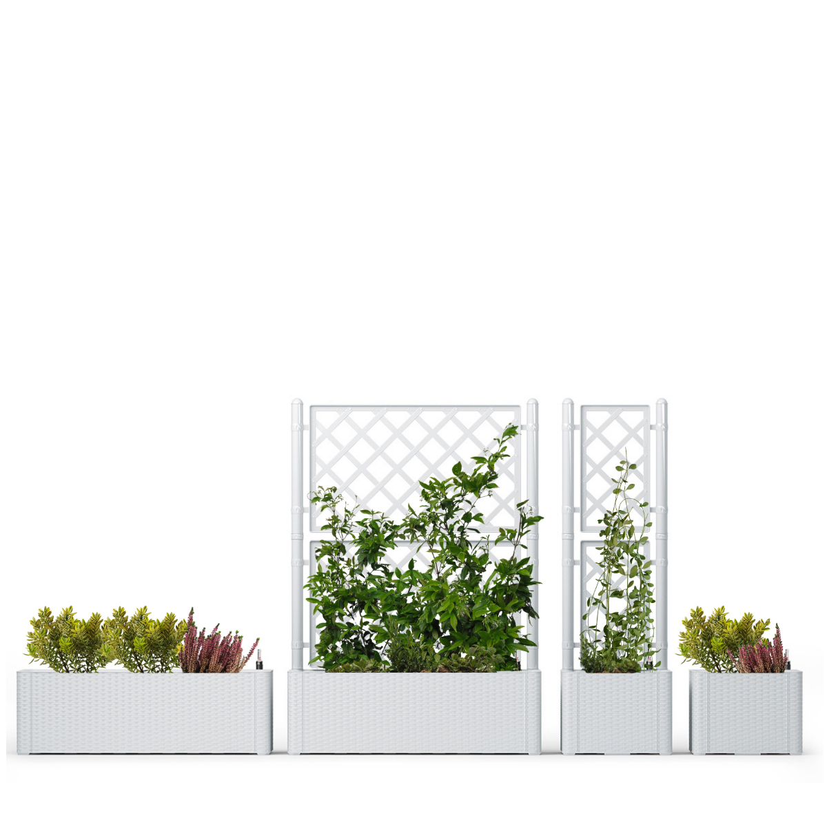 Fioriera con grigliato Deluxe STEFANPLAST in polipropilene bianco H 142 x L 43 x P 43 cm - 4