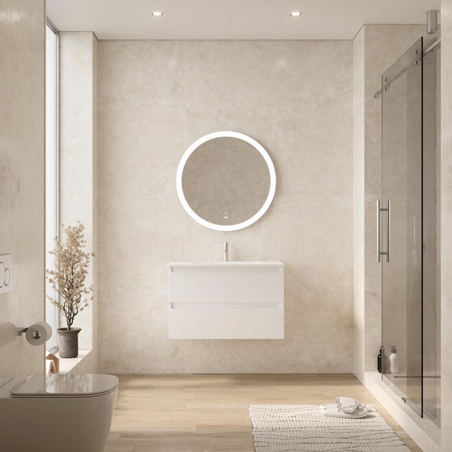 Móvel de casa de banho suspenso 2 gavetas 80x50x46 cm branco Banhoazis Brest II